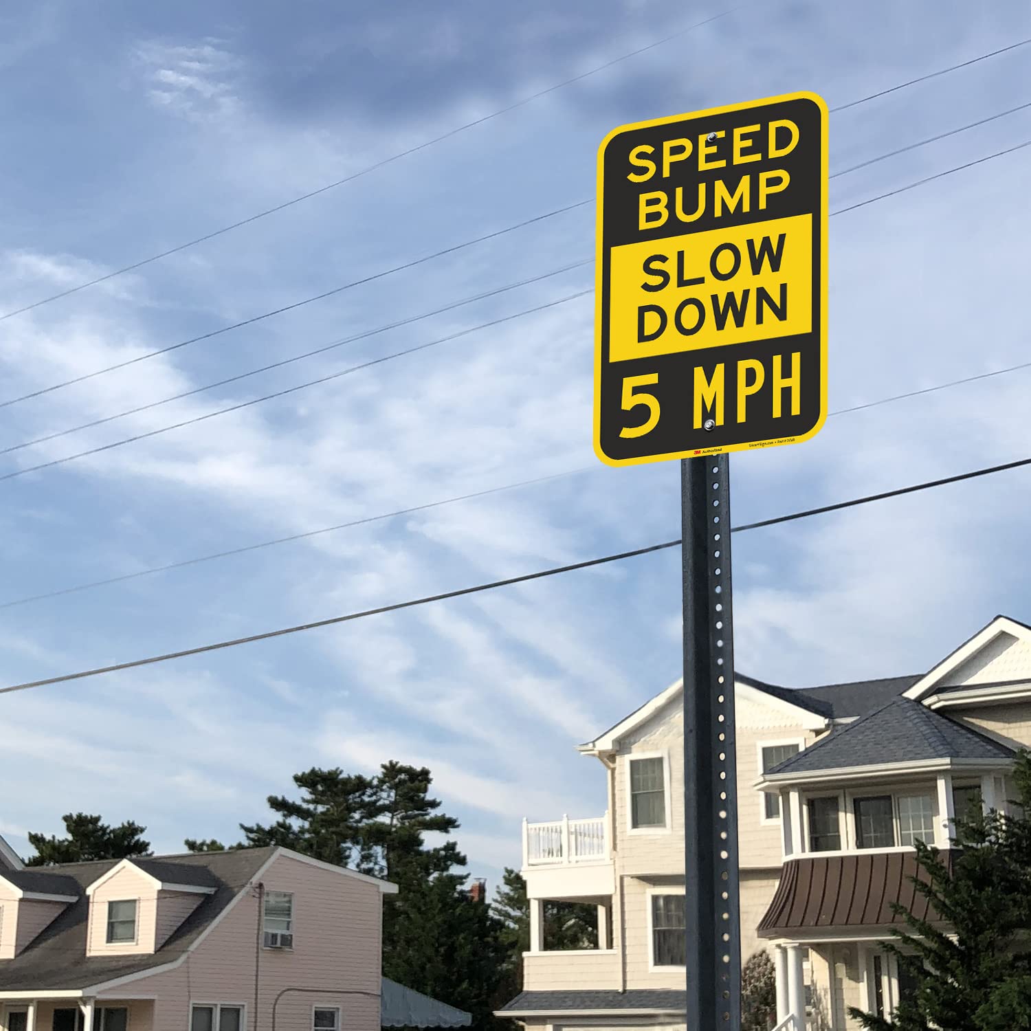 SmartSign 18 x 12 Inch 'Speed Bump - Slow Down, 5 MPH' Reflective Aluminum Road Sign - 63 Mil Thick, 3M Laminated Engineer Grade, Black/Silver/Yellow - Made in USA - Perfect for Parking Lots, School Zones & Construction Areas