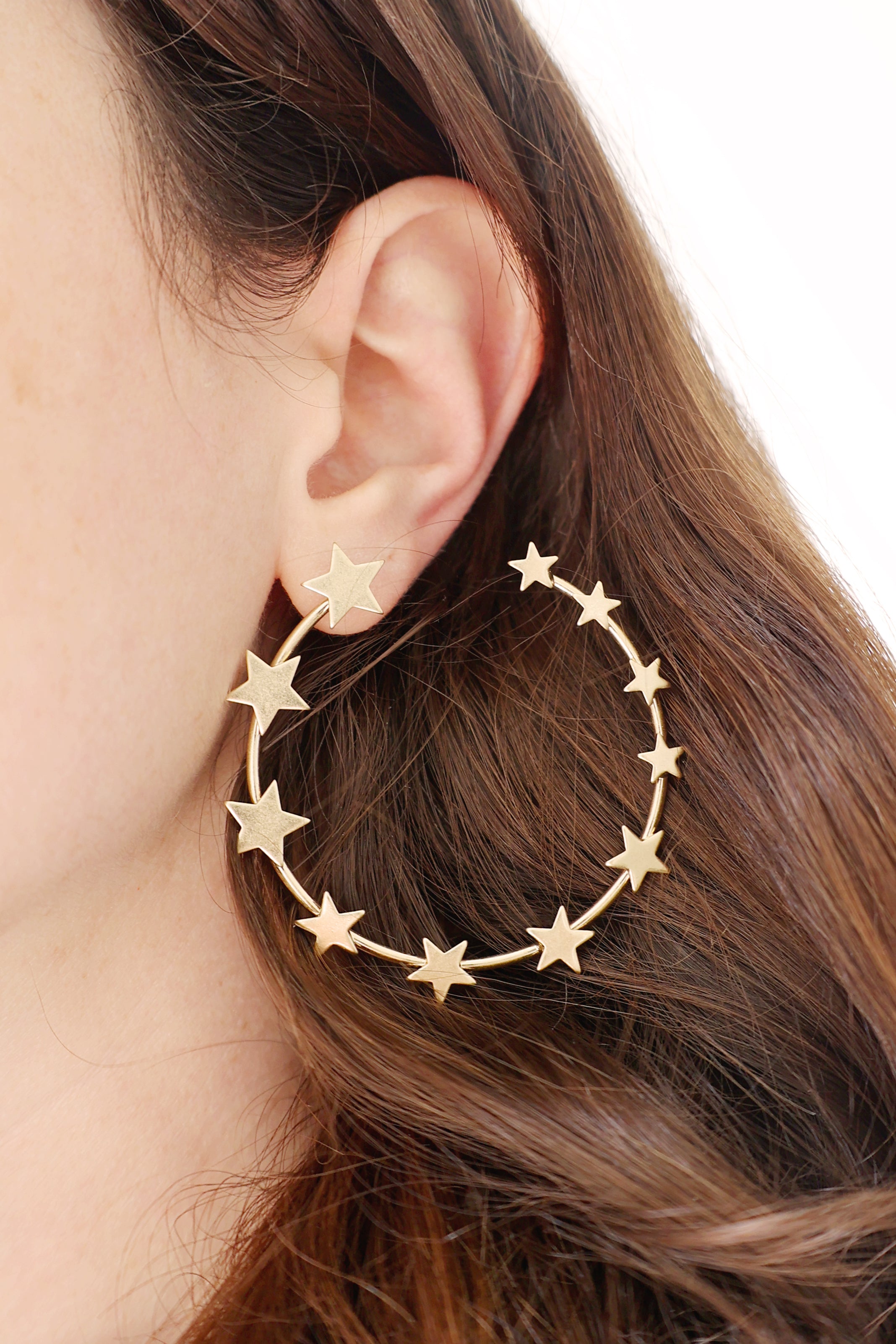 Star Hoop Gold Earrings for Women - 14K Gold Plated Huggie Hoop Earrings - Trendy Minimalist Jewelry for Everyday Wear, Parties & Gifts
