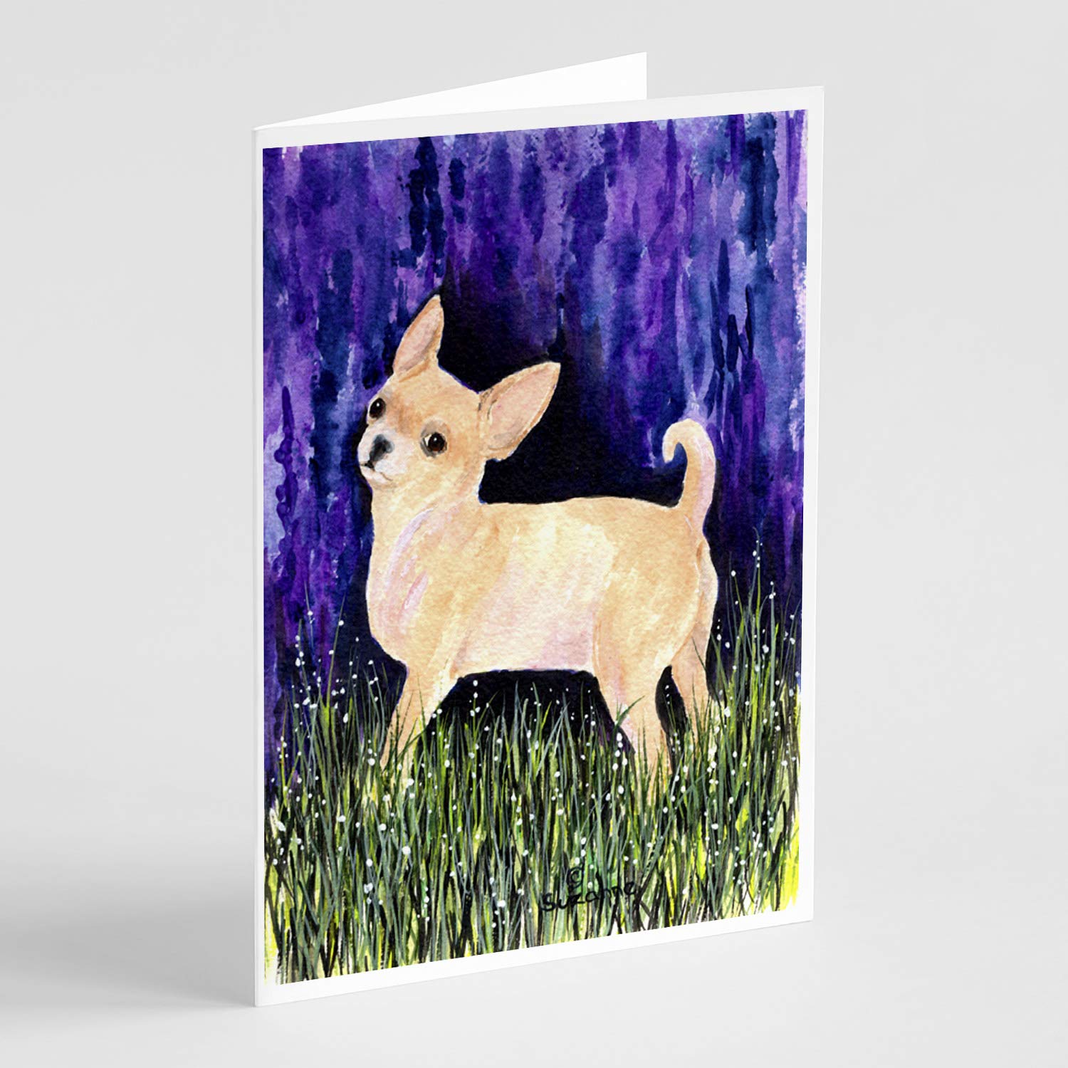 Starry Night Chihuahua Blank Greeting Cards - Pack of 8 A7 Size (5x7) Note Cards with Envelopes | Whimsical Dog Lover Stationery for Birthdays, Thank You Notes & Special Occasions