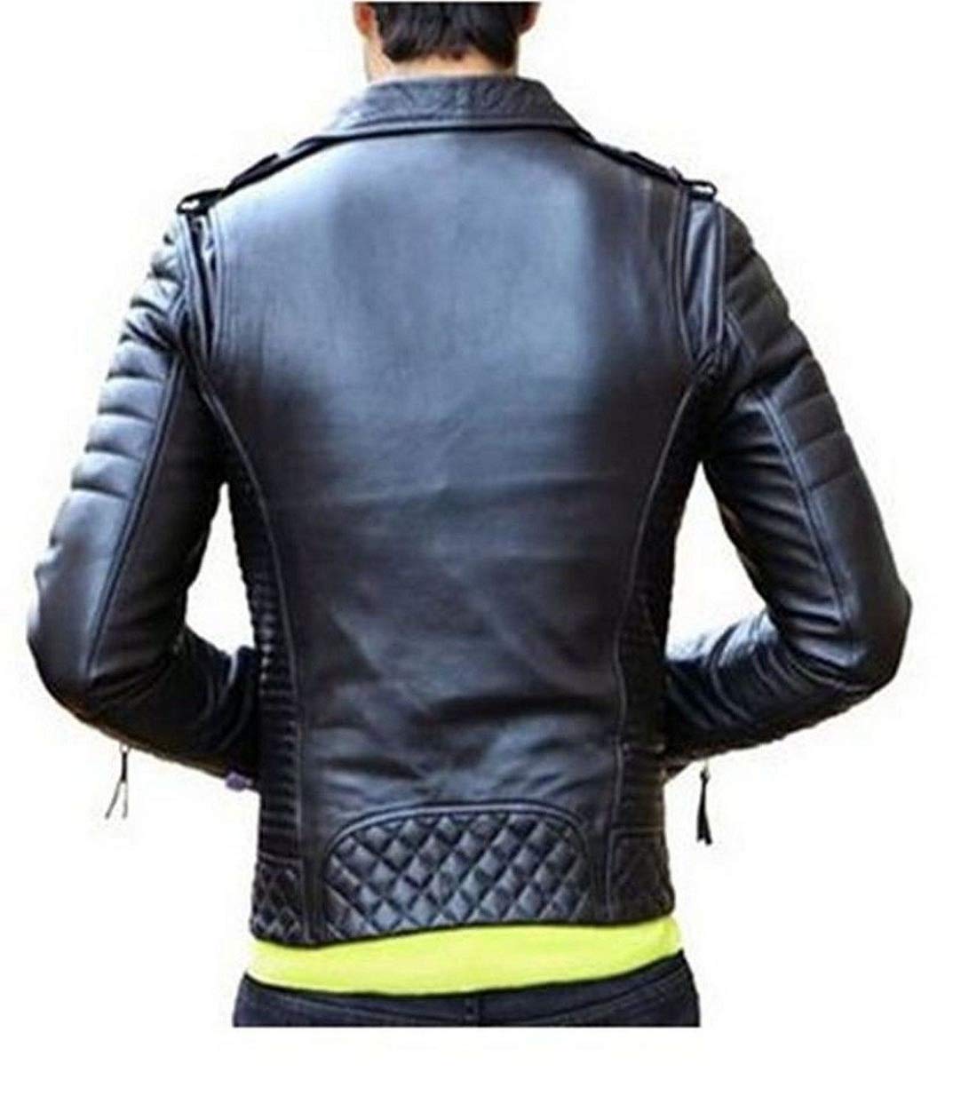 Men's Distressed Leather Jacket - Black Motorcycle Bomber Jacket with Zipper | Stylish Fashionable Outerwear for Riding, Casual Wear & Night Out
