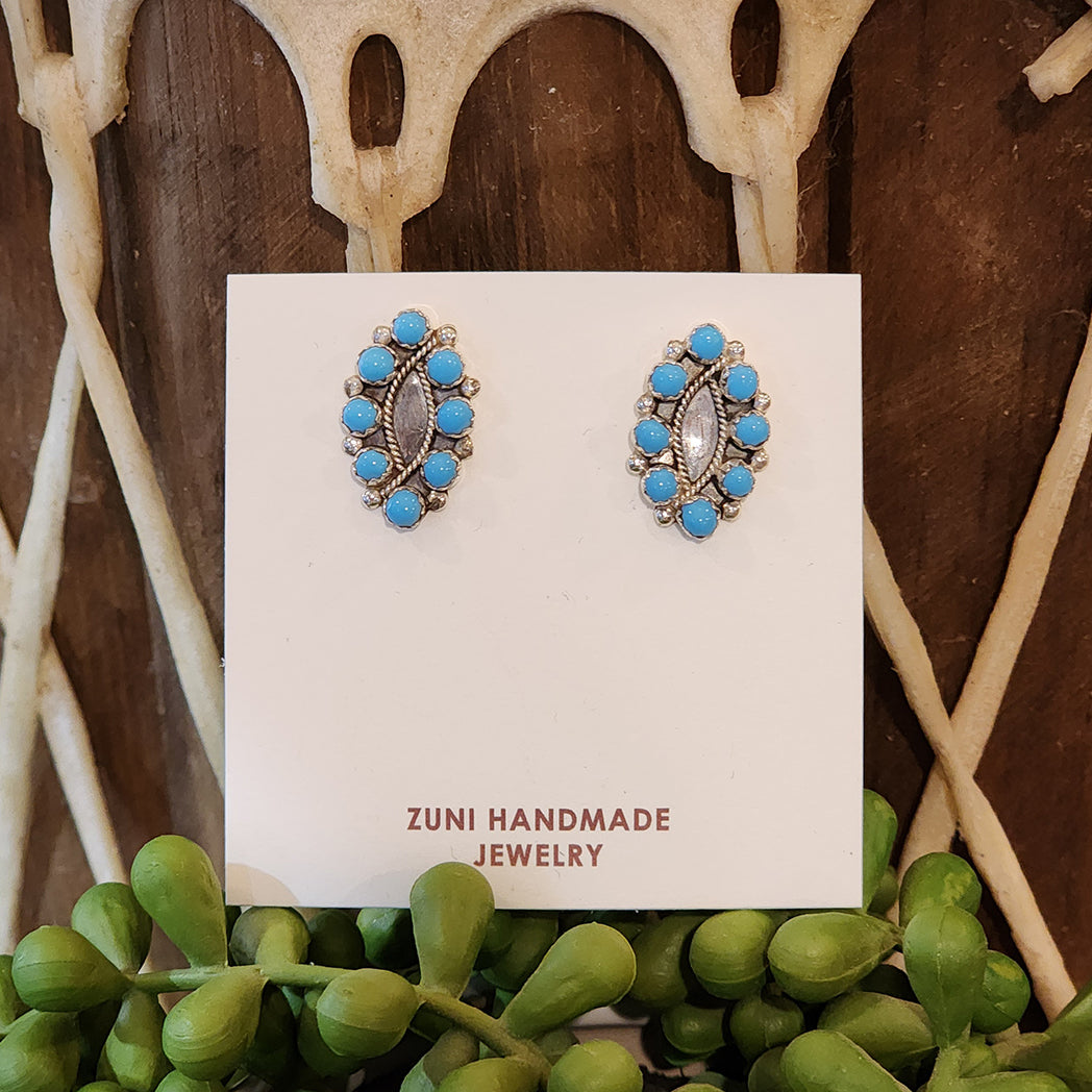 Luna Zuni Stud Earrings - Handmade Sterling Silver Native American Jewelry for Women | Perfect for Casual Wear, Parties & Gifts