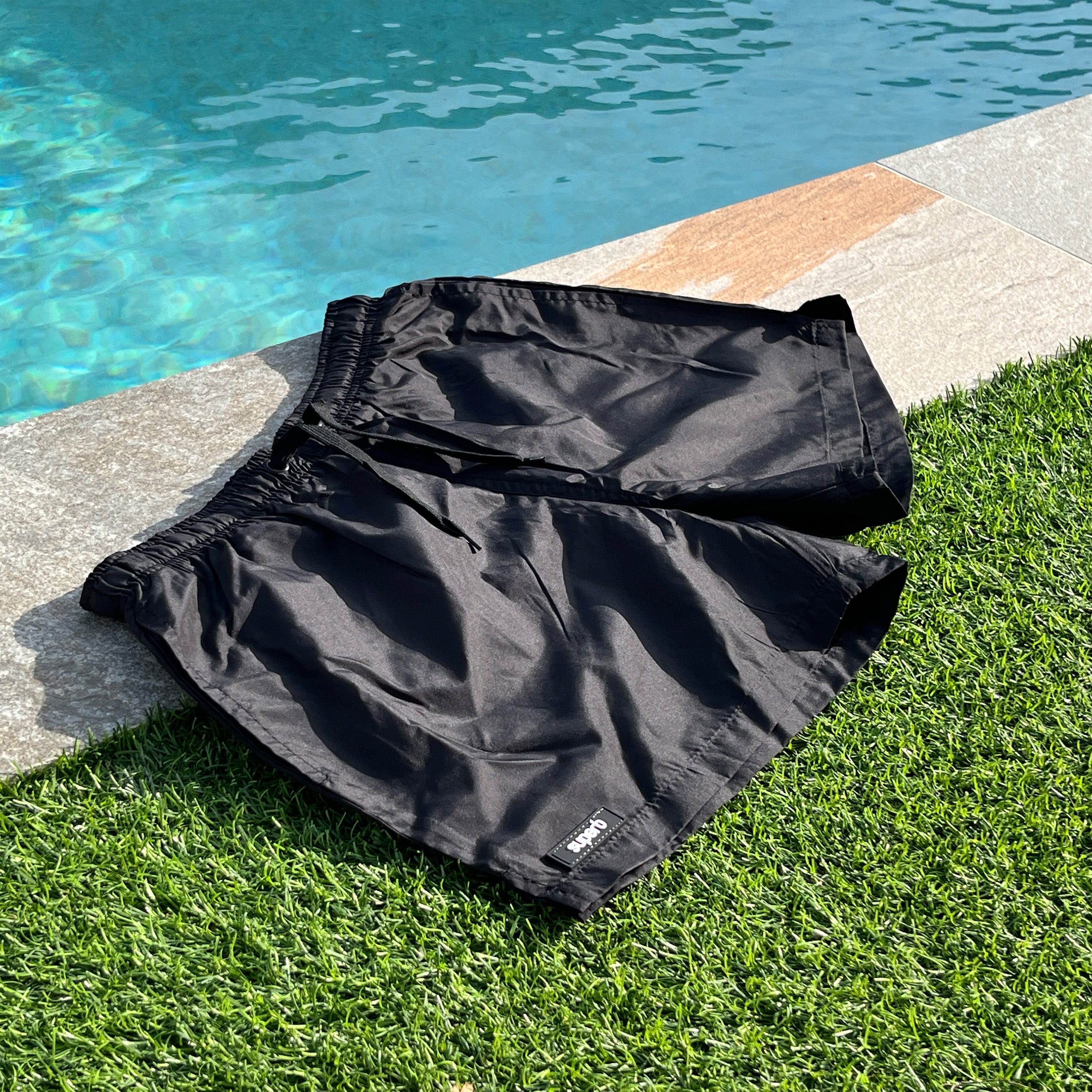 Icon Black Silicone Swim Trunks for Men - Comfortable & Quick-Drying Swimwear for Beach, Pool & Water Sports