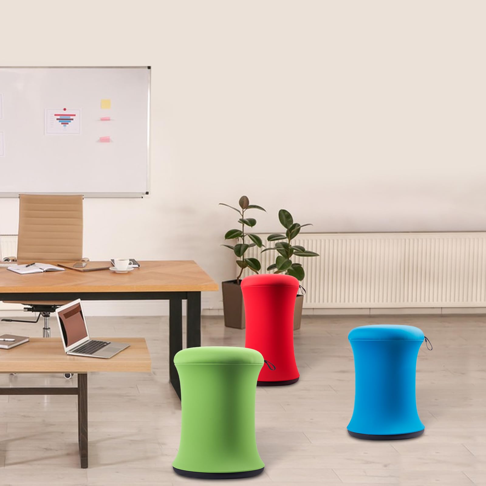 Ergonomic ADHD Wobble Stool & Yoga Ball Chair - Adjustable Height Active Sitting Stool for Adults & Kids - Improves Focus, Posture & Balance - Non-Slip Base for Home Office, Classroom, Exercise & Yoga (Green) - Perfect for Studying, Working & Fitness Training