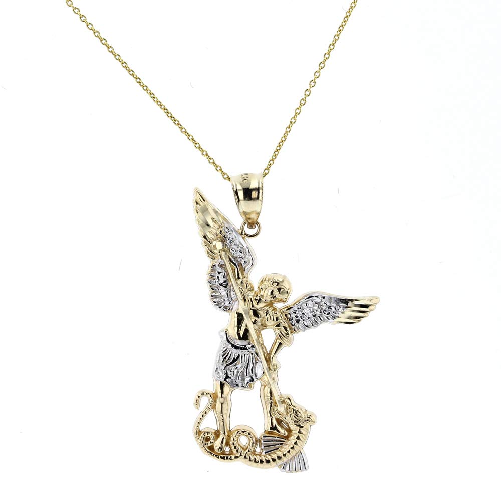 14K Gold Saint Michael Pendant with 18