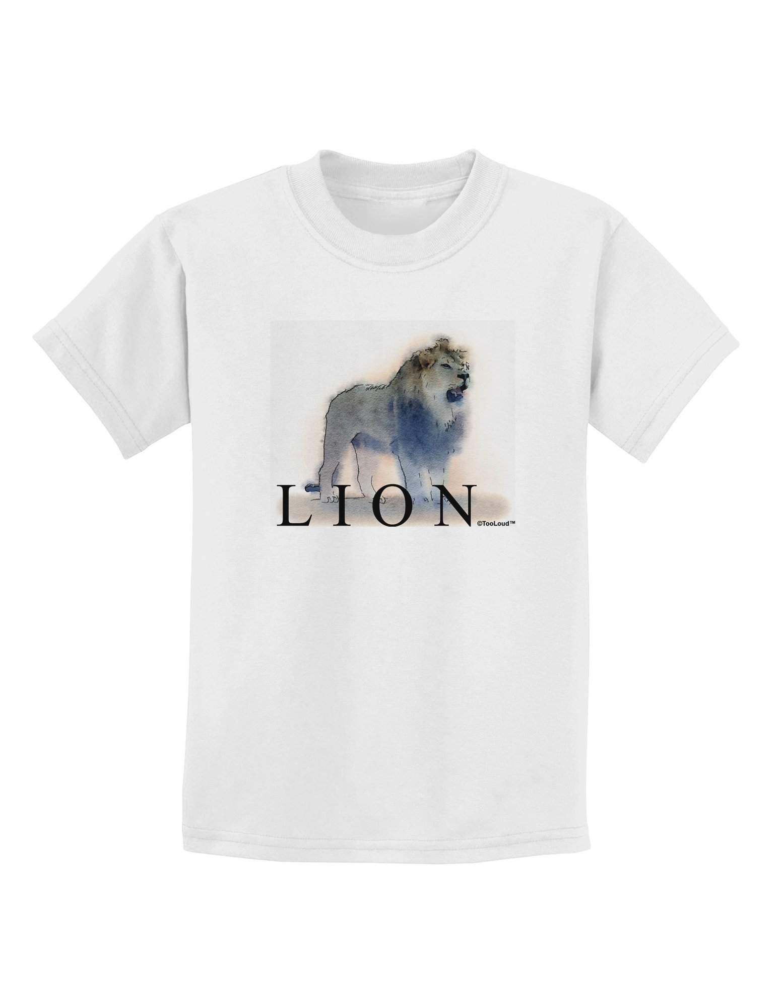 TooLoud Lion Watercolor Graphic Kids T-Shirt - Soft Cotton Tee for Boys & Girls - Perfect for Playdates, Birthdays & Everyday Wear