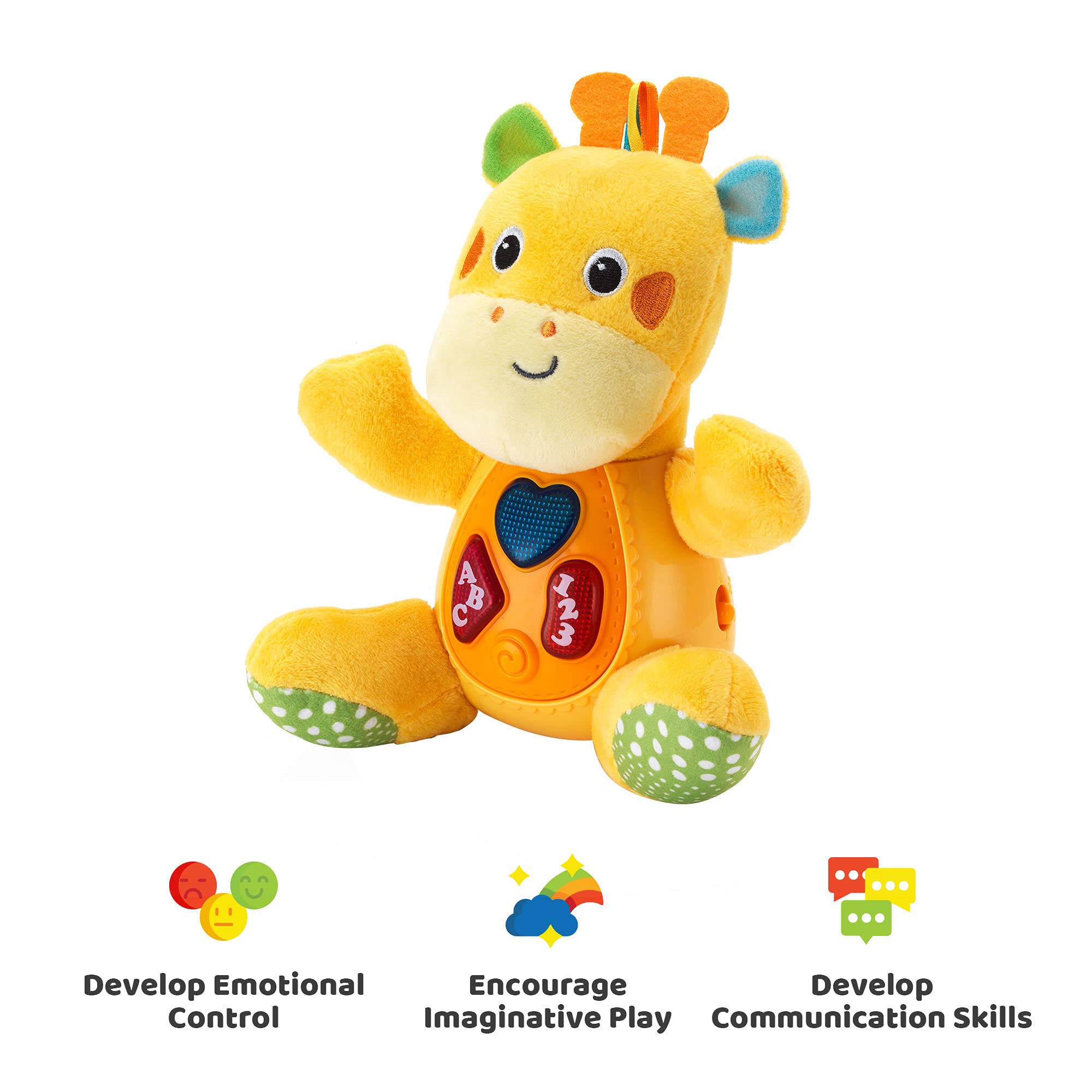 KiddoLab Sing 'N Learn with Me Plush Giraffe - Interactive Musical Stuffed Animal Toy with 3 Light-Up Buttons, 4 Nursery Rhymes & Sound Effects - Soft Educational Toy for Babies & Toddlers - Perfect for Playtime, Bedtime & Early Learning Development