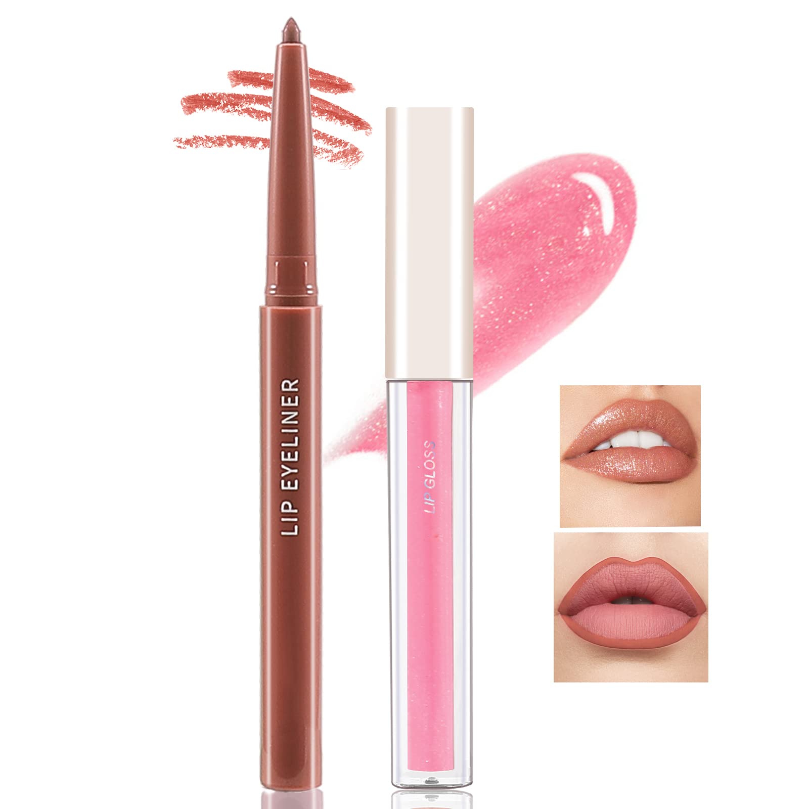 Boobeen Matte Lip Pencil & Liquid Lipstick Set - Long Lasting Waterproof Lip Makeup Kit with Dark Red & Nude Shades, Velvet Lip Gloss for Daily Wear, Parties & Special Occasions