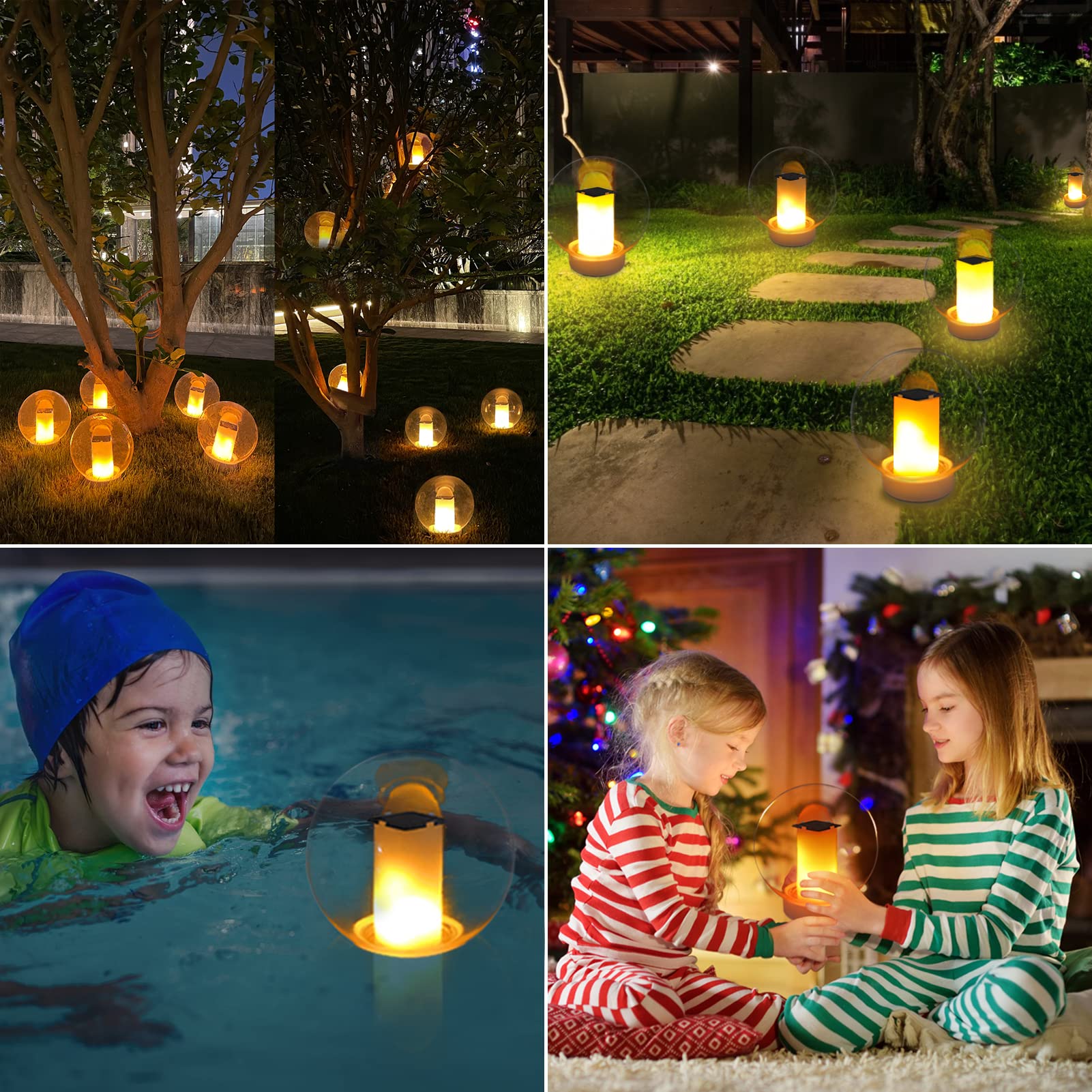 Solar Powered Floating Pool Lights - IP68 Waterproof Flickering Flame LED Ball Lights for Outdoor Decoration (2 Pack) - Perfect for Swimming Pools, Garden Ponds, Backyard Parties, and Landscape Lighting