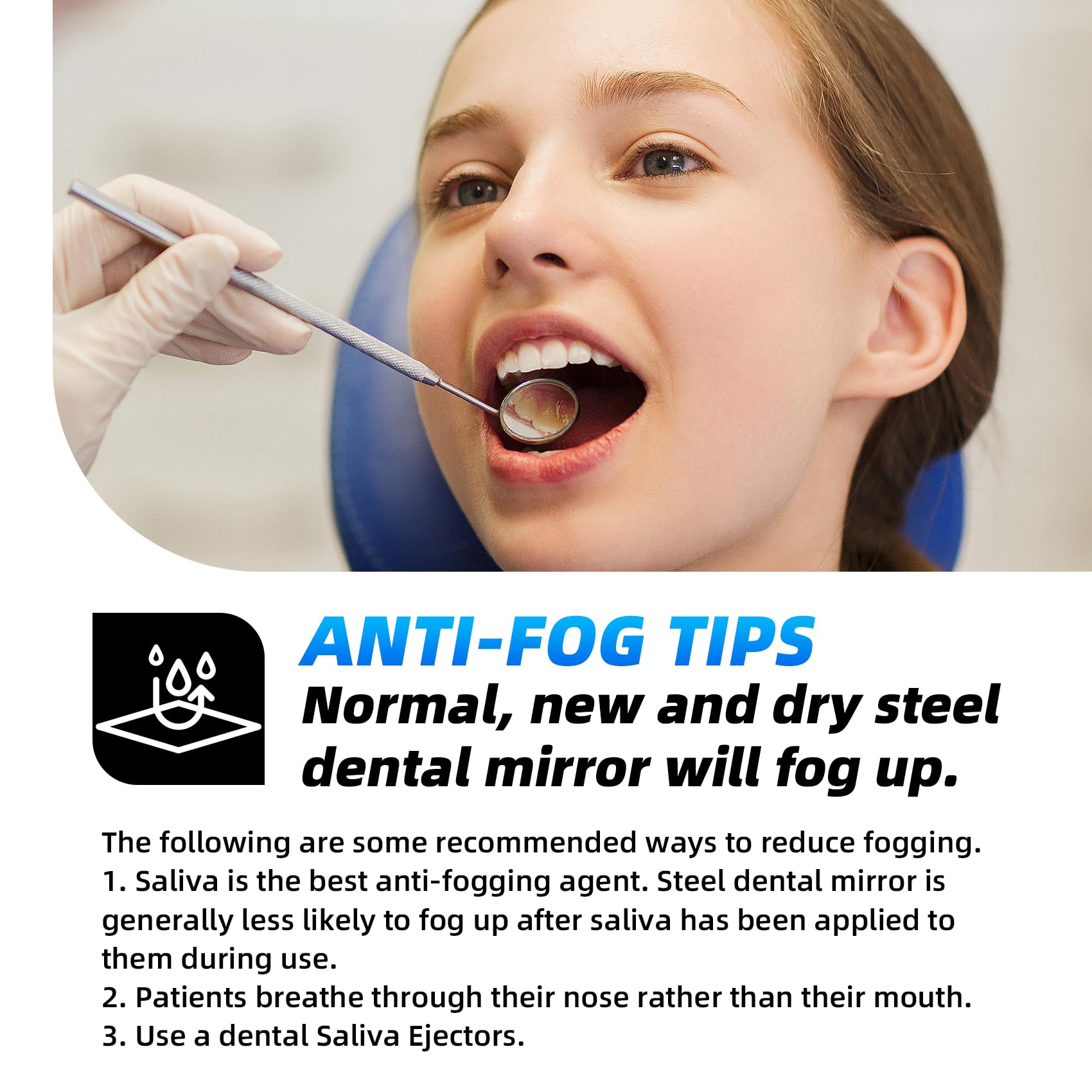 **Annhua Stainless Steel Anti-Fog Dental Inspection Mirror - Curved Oral Care Tool for Dentists & Hygienists, Perfect for Dental Exams, Makeup & Travel**