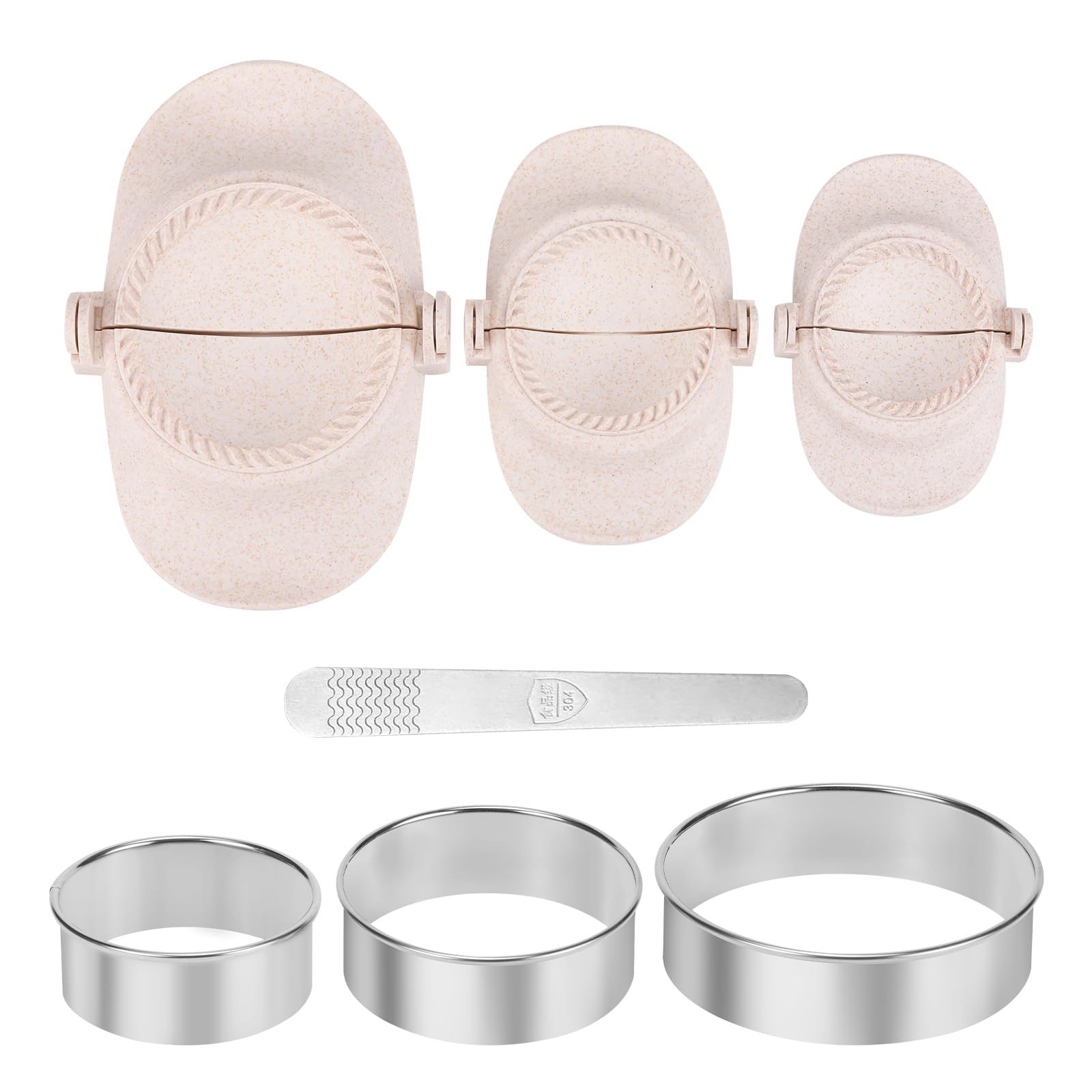 7-Piece Dumpling Maker Kit - All-in-One Empanada & Gyoza Press Set with Molds & Cutters - Kitchen Gadgets for Asian Cooking - Perfect Gift for Home Chefs (Beige) | Make Dumplings, Wontons & More at Home