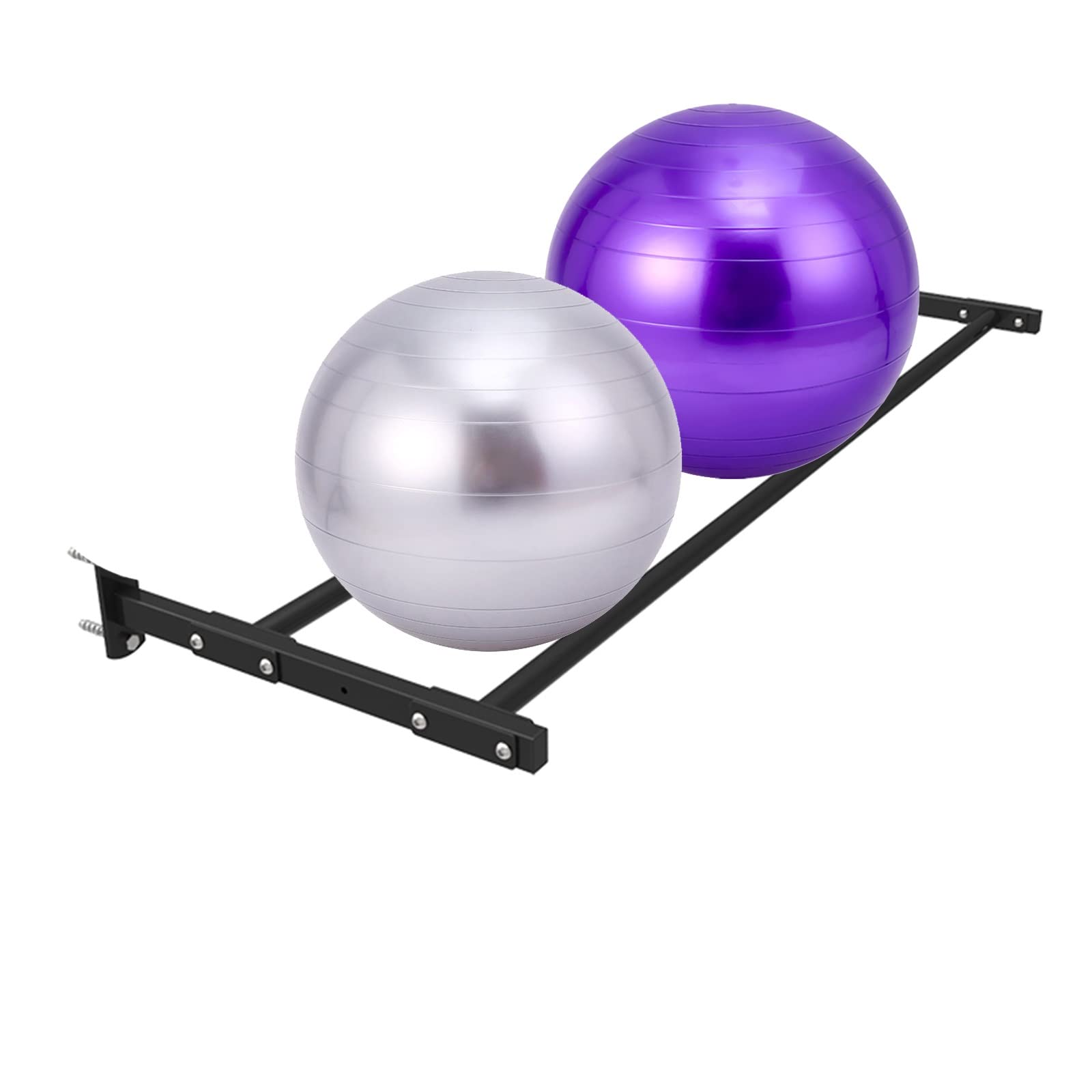 Wall Mounted Yoga Ball Holder Stand - Black Exercise Ball Storage Rack for Gym & Home - Organizer for Yoga, Stability & Fitness Balls (145cm Long) - Perfect for Home Workouts, Yoga Studios & Fitness Centers