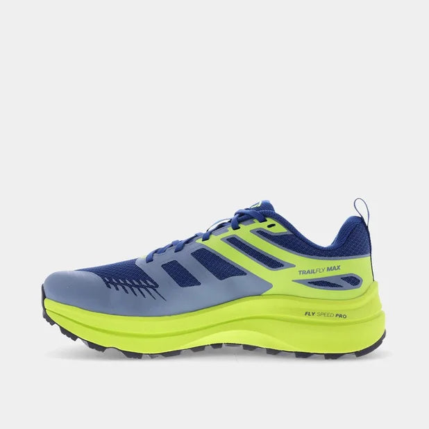 INOV8 Men's TrailFly Max Wide Trail Running Shoes - Blue/Lime/Black - Lightweight & Durable for Hiking, Trail Running & Outdoor Adventures