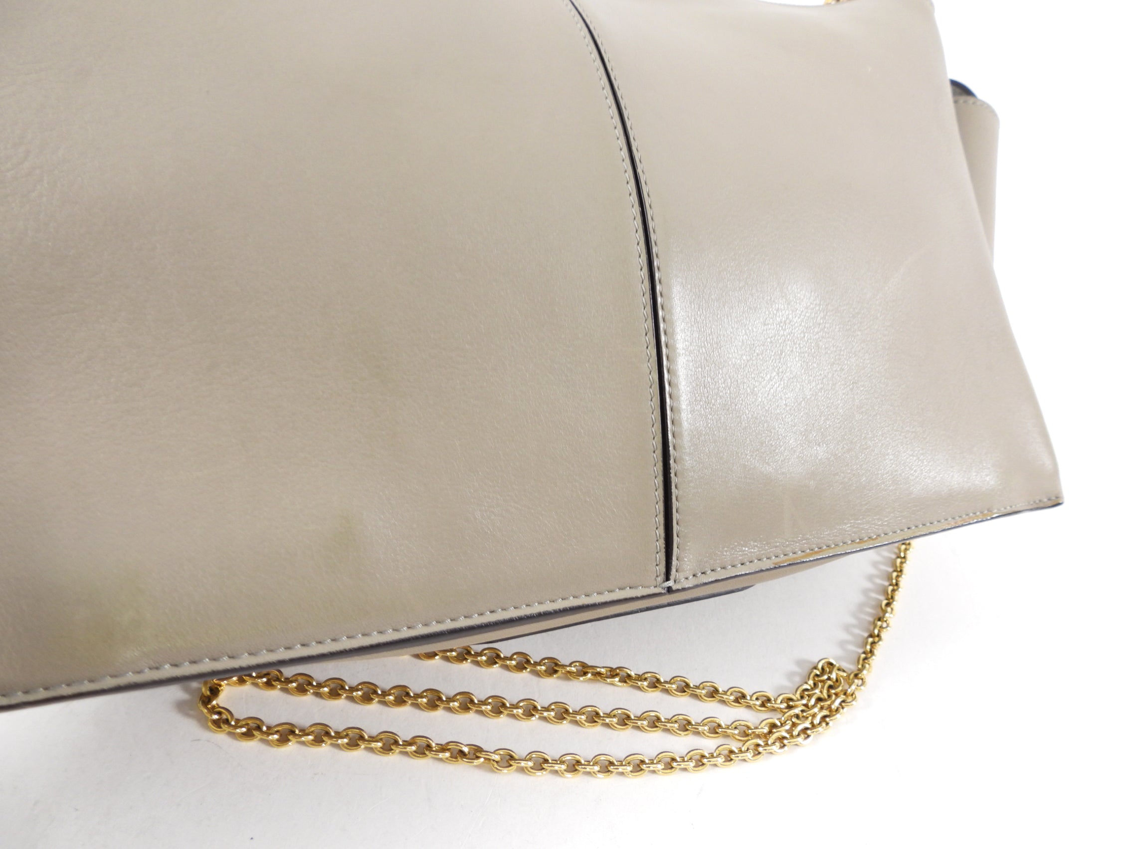 Celine Taupe Trifold Clutch Chain Bag for Women | Luxury Leather Crossbody Purse with Gold Chain | Perfect for Evening Parties, Date Nights & Special Occasions