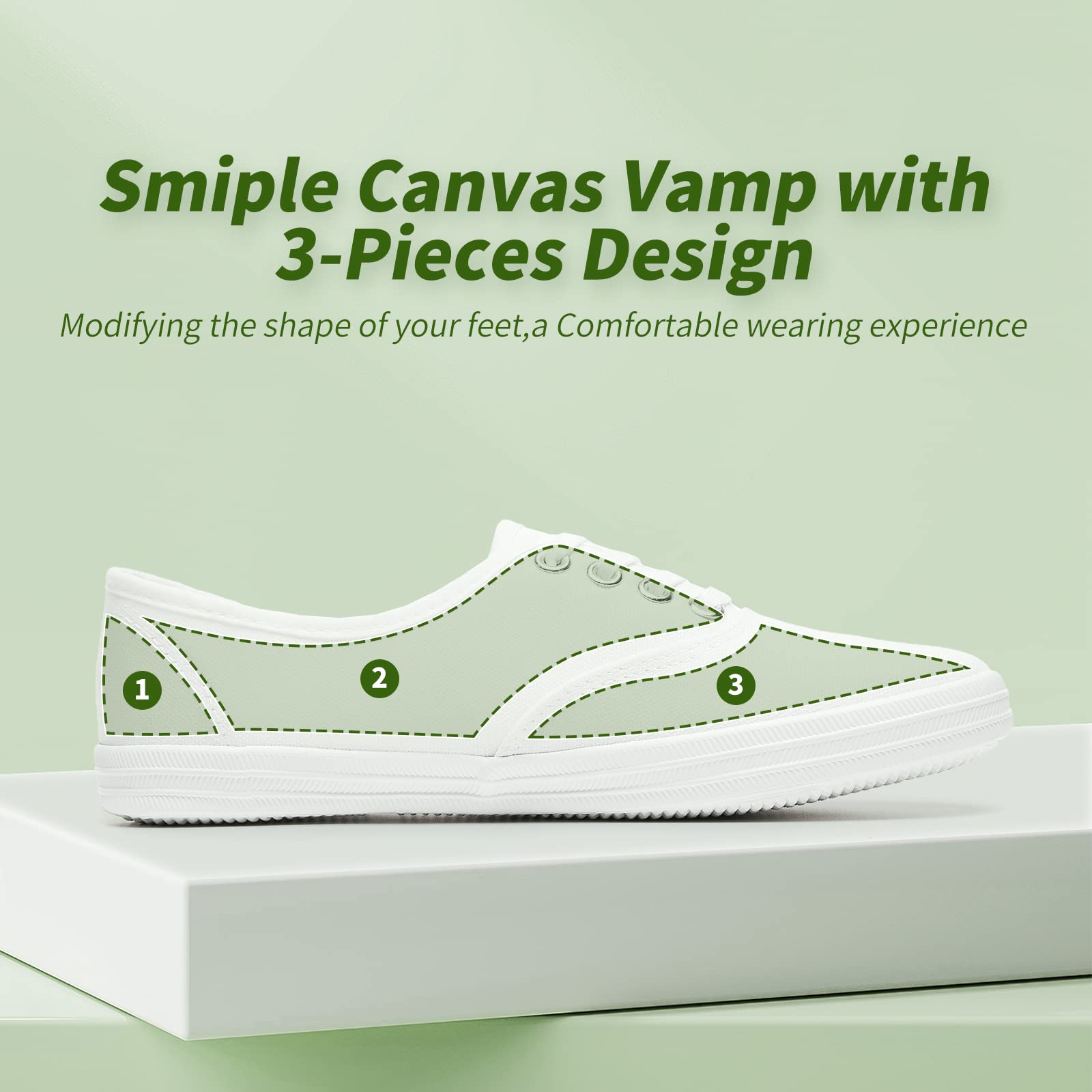 TUOPIN Women's White Canvas Sneakers - Low Top Lace-Up Casual Shoes for Women | Lightweight Breathable Tennis Shoes | Perfect for Walking, Workout & Everyday Wear