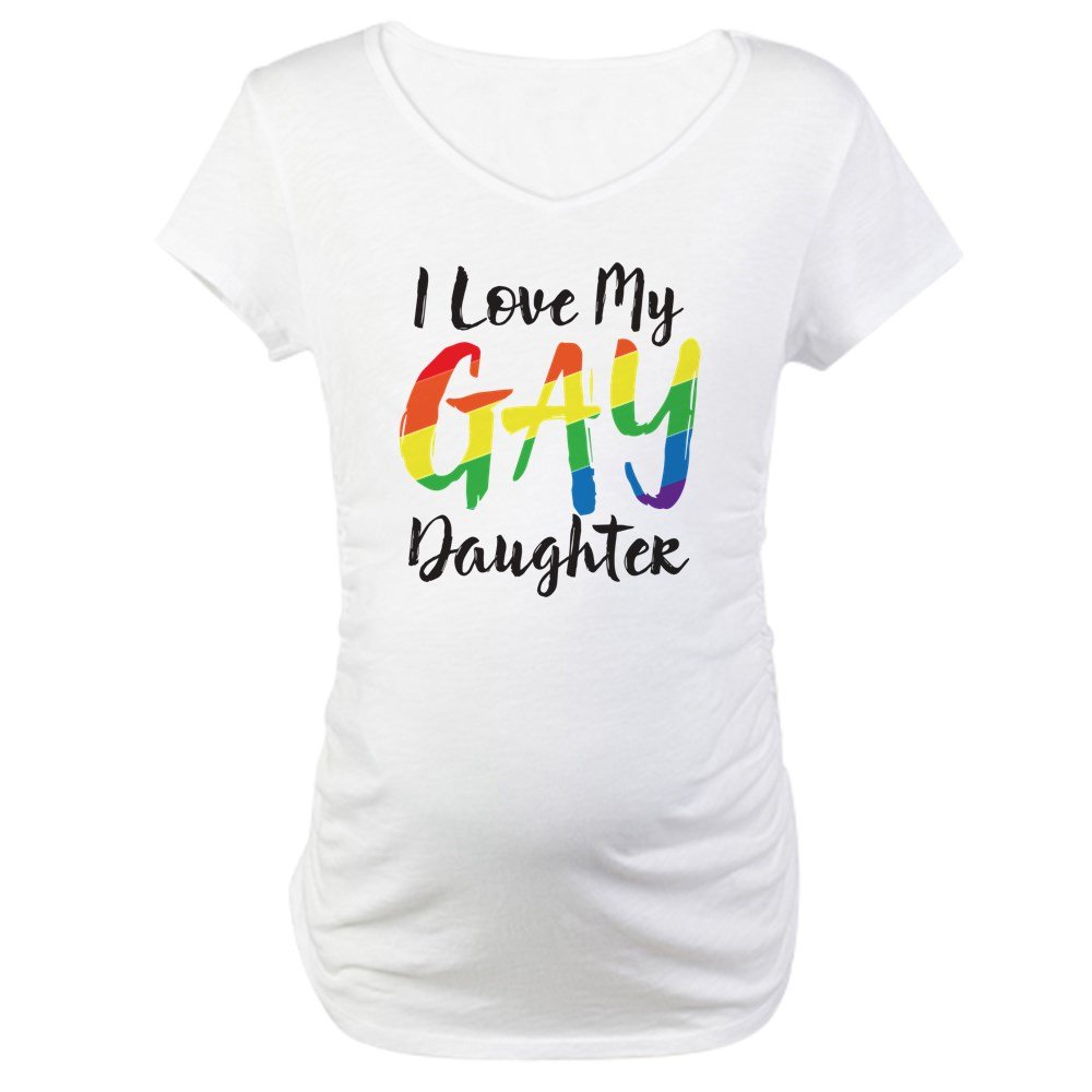 I Love My Gay Daughter Maternity T-Shirt - Supportive LGBTQ+ Pride Pregnancy Tee for Moms | Perfect for Pride Month, Baby Showers & Family Celebrations