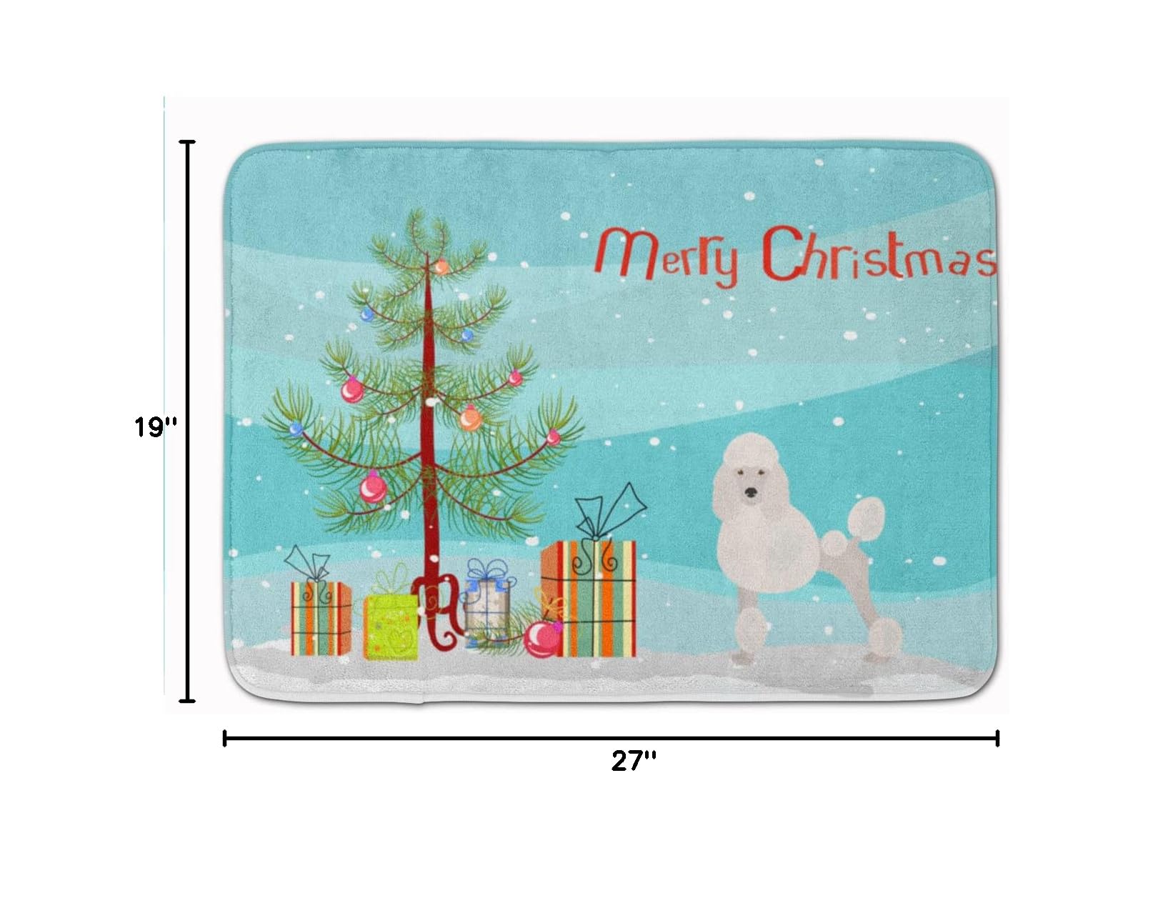 Caroline's Treasures CK3478RUG Miniature Poodle Christmas Tree Machine Washable Memory Foam Bath Mat - Non-Slip Kitchen & Bathroom Rug, Quick Dry Durable Decor - Perfect for Holiday Home Decor, Pet-Friendly Bathroom Safety & Cozy Kitchen Flooring