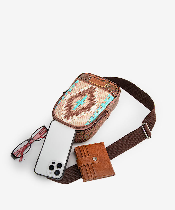 Montana West Aztec Printed Sling Bag for Women - Crossbody Purse with Adjustable Strap, Fashionable Boho Shoulder Bag - Perfect for Travel, Shopping & Everyday Use