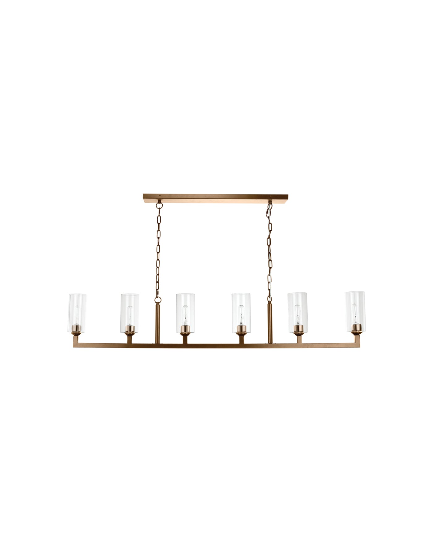 6-Light Linear Chandelier in Antique Brass - Perfect for Dining Room, Foyer, or Modern Farmhouse Lighting