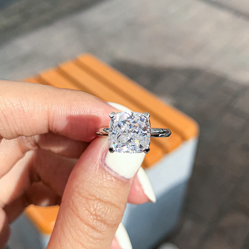 3 Carat Moissanite Engagement Ring for Women - 3ct D Color VVS1 Simulated Diamond Wedding Band - Sterling Silver Plated with 18K White Gold - Perfect for Proposals, Anniversaries & Special Occasions