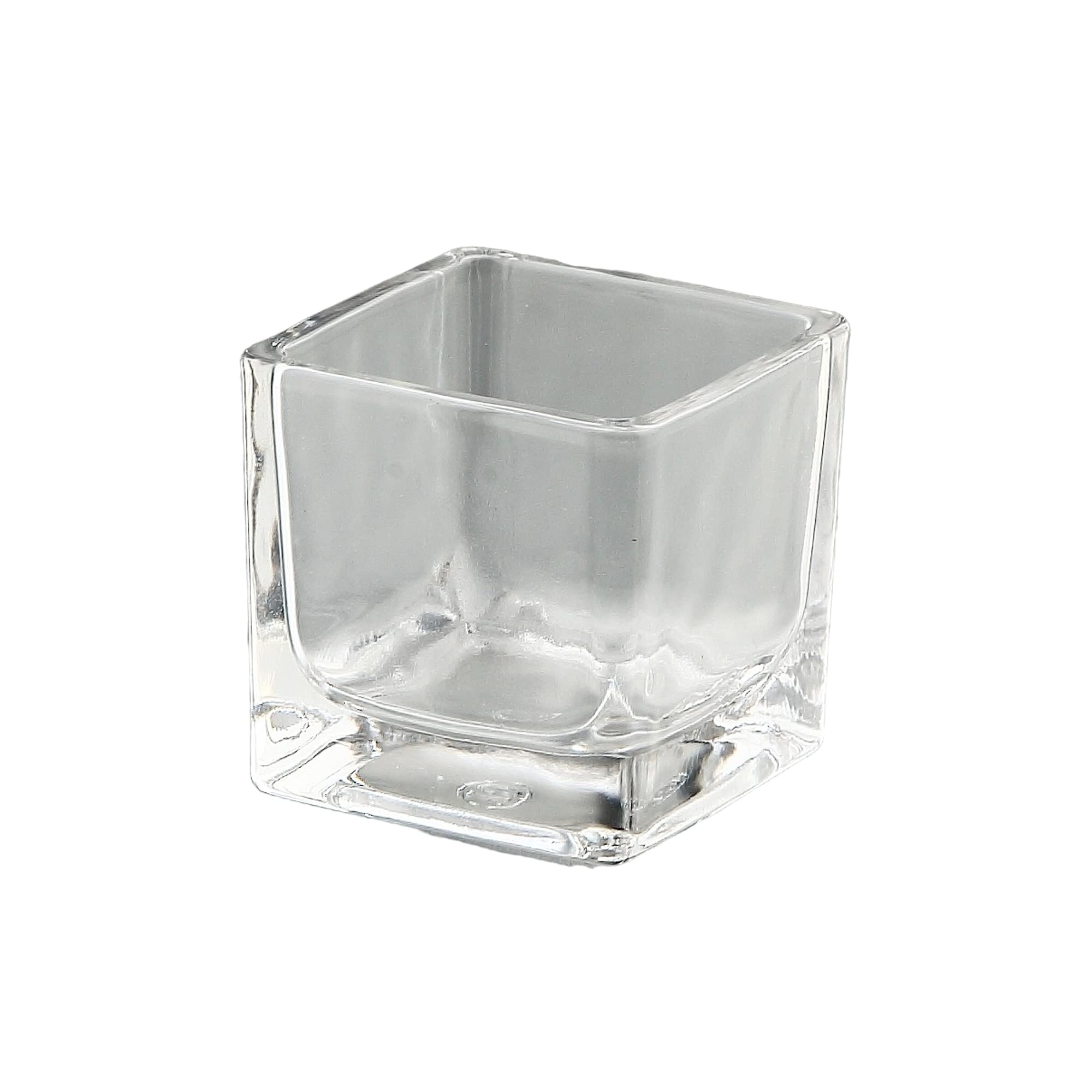 2.5 Inch Clear Square Handblown Glass Vase for Flowers - Modern Home Decor Centerpiece | Wedding, Dining Table, Office Desk Decoration | CC Home Furnishings