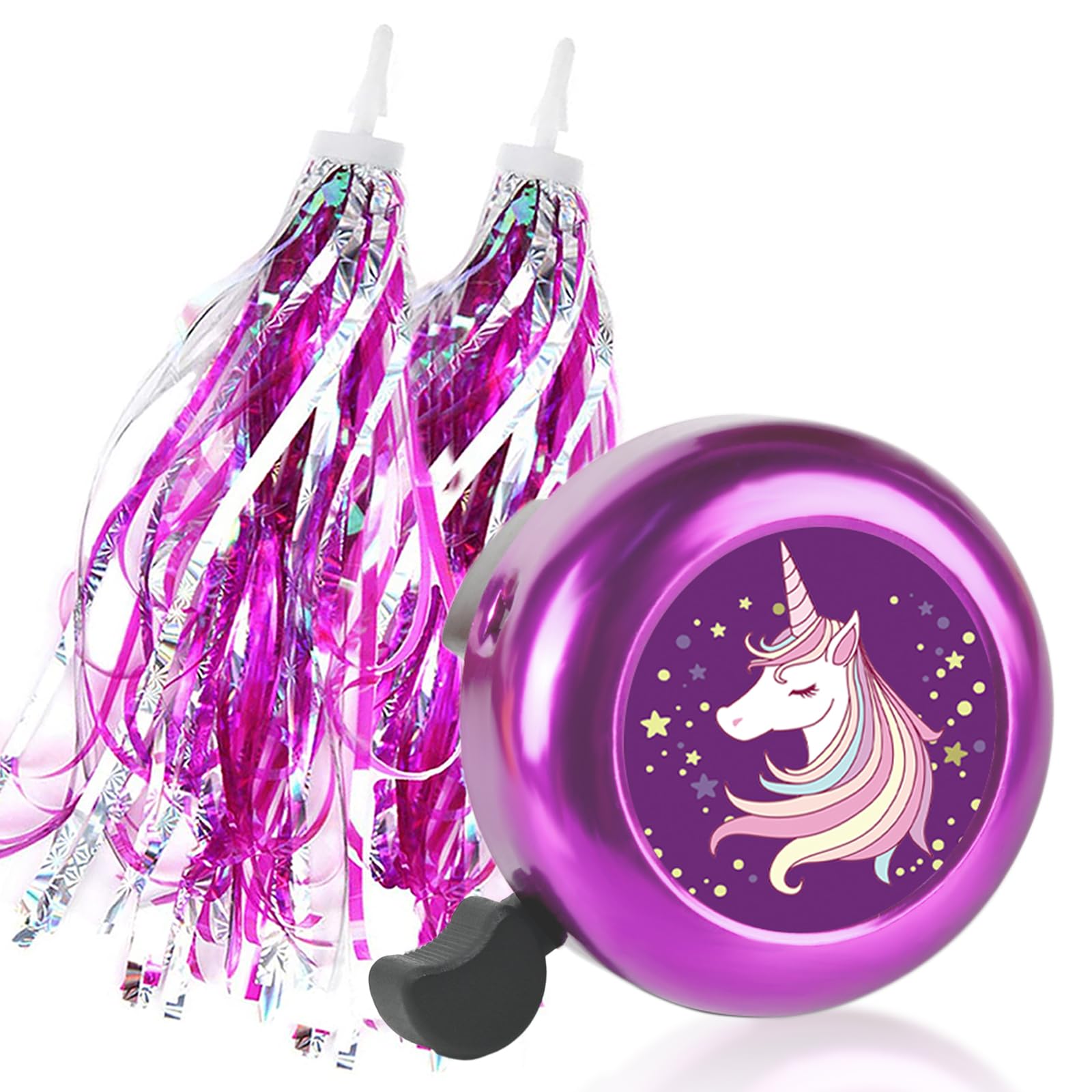 Kids Bike Bell with 2 Streamers - Cute Bicycle Accessories for Boys & Girls | Perfect for Birthday Gifts & Cycling Safety