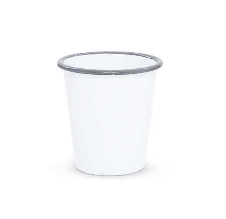 Vintage Style Small Enamelware Tumbler Set of 4 - 10 oz Gray Rim Camping Cups for Outdoor Picnics, Coffee & Tea Drinking