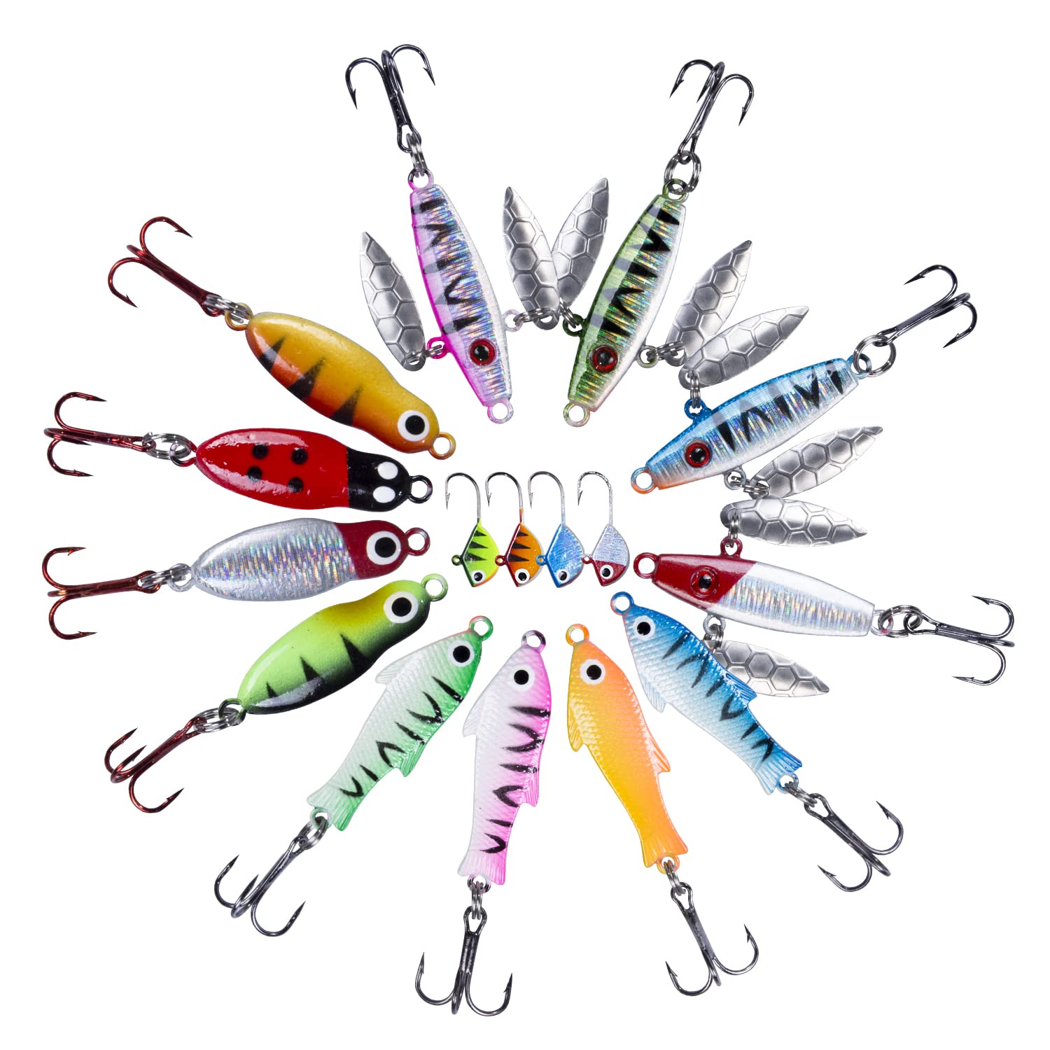 Premium Ice Fishing Jigs & Lures Kit with Tackle Box - Crappie Jig Heads for Winter Ice Fishing (14/15/16/31pcs) - Perfect for Ice Angling, Crappie & Panfish Fishing in Cold Weather