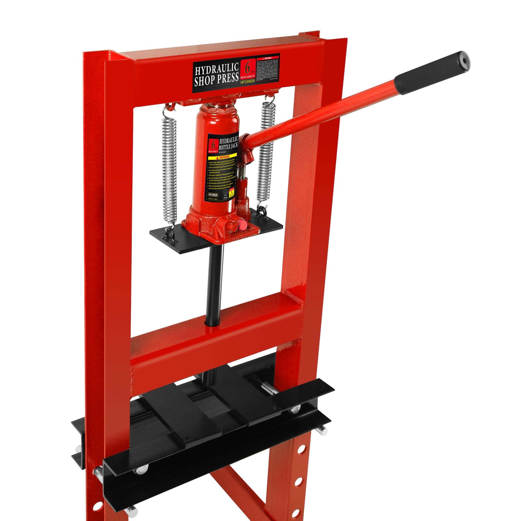 12 Ton Hydraulic H-Frame Shop Press with Adjustable Work Table - Heavy Duty Steel Floor Press for Gears, Bearings & Metalworking - Includes Press Plates & Floor Stand Jack (Red) - Perfect for Auto Repair, Industrial Maintenance & DIY Projects