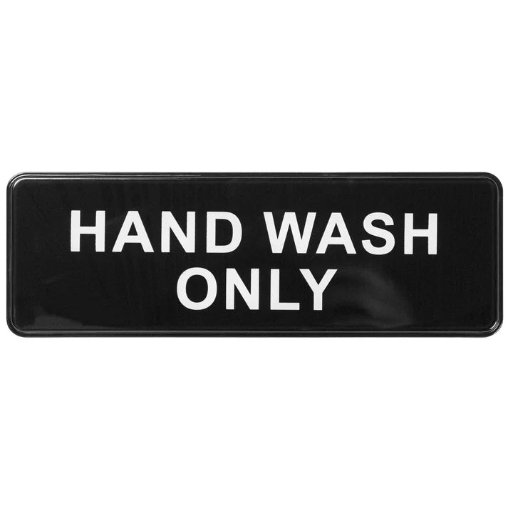 Winco Hand Wash Only Sign - 9 x 3 Inches, Dishwasher Safe Kitchen Warning Label for Restaurants, Cafes & Home Use
