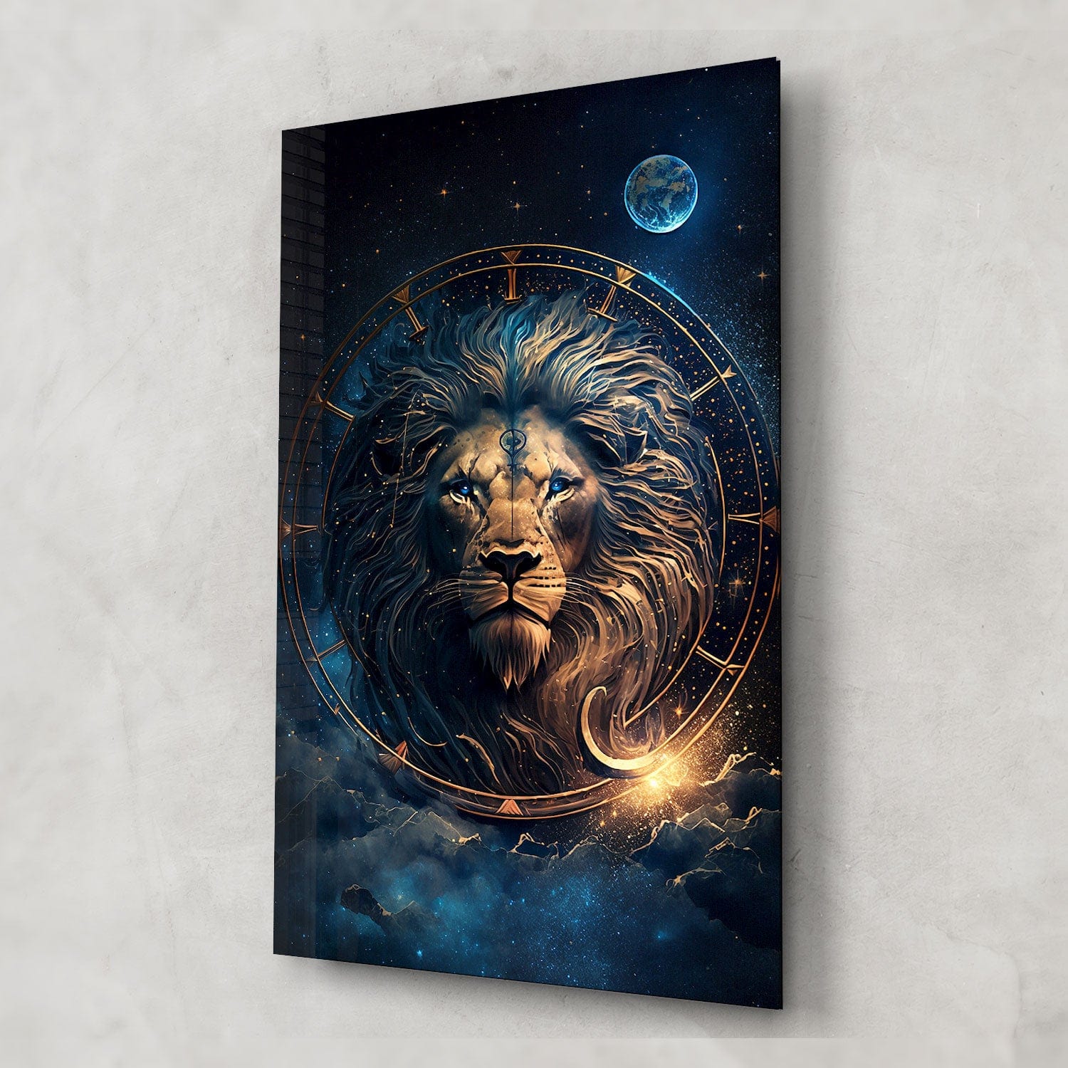 Astrologer Lion Tempered Glass Wall Art - Elegant Home Decor for Living Room, Bedroom & Office - Perfect for Modern & Contemporary Interiors