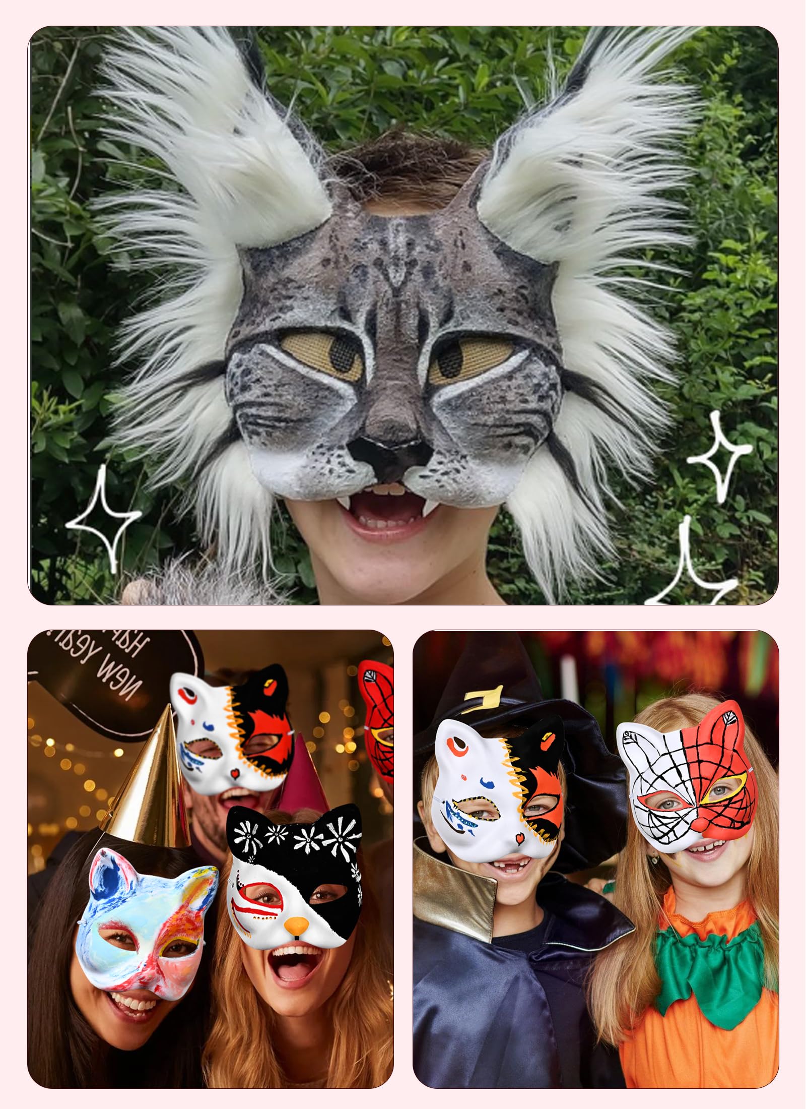 Therian Cat Mask Kit - DIY Painting Mask for Cosplay, Halloween & Furry Conventions | High-Quality Yinhua Therian Mask for Costume & Roleplay