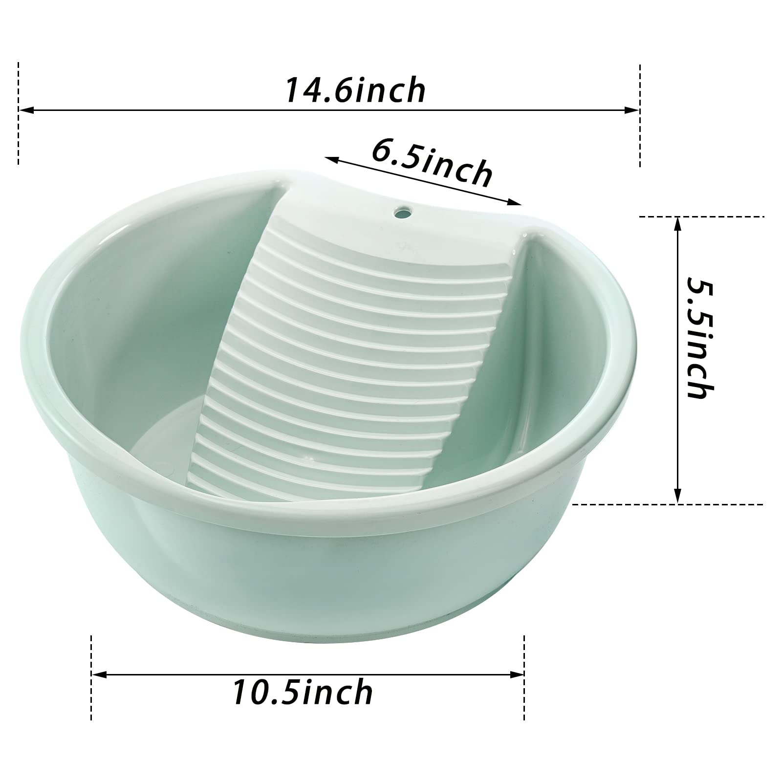 SOUJOY 2 Pack Plastic Washboard Basin - Non-Slip Hand Washing Tub with Built-in Washboard for Delicate Laundry | Portable for Home, Camping & Travel (Ideal for Socks, Underwear & Baby Clothes)
