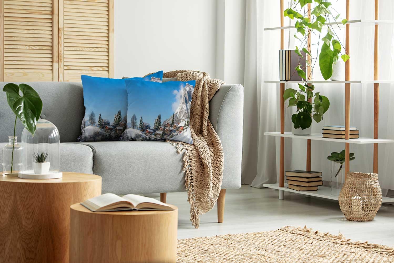 Snow Village Christmas Pillow Covers Set of 2 - 18x18 Inch Cozy Holiday Couch Pillows for Living Room, Bedroom & Dorm - Perfect for Winter Decor & Festive Home Styling