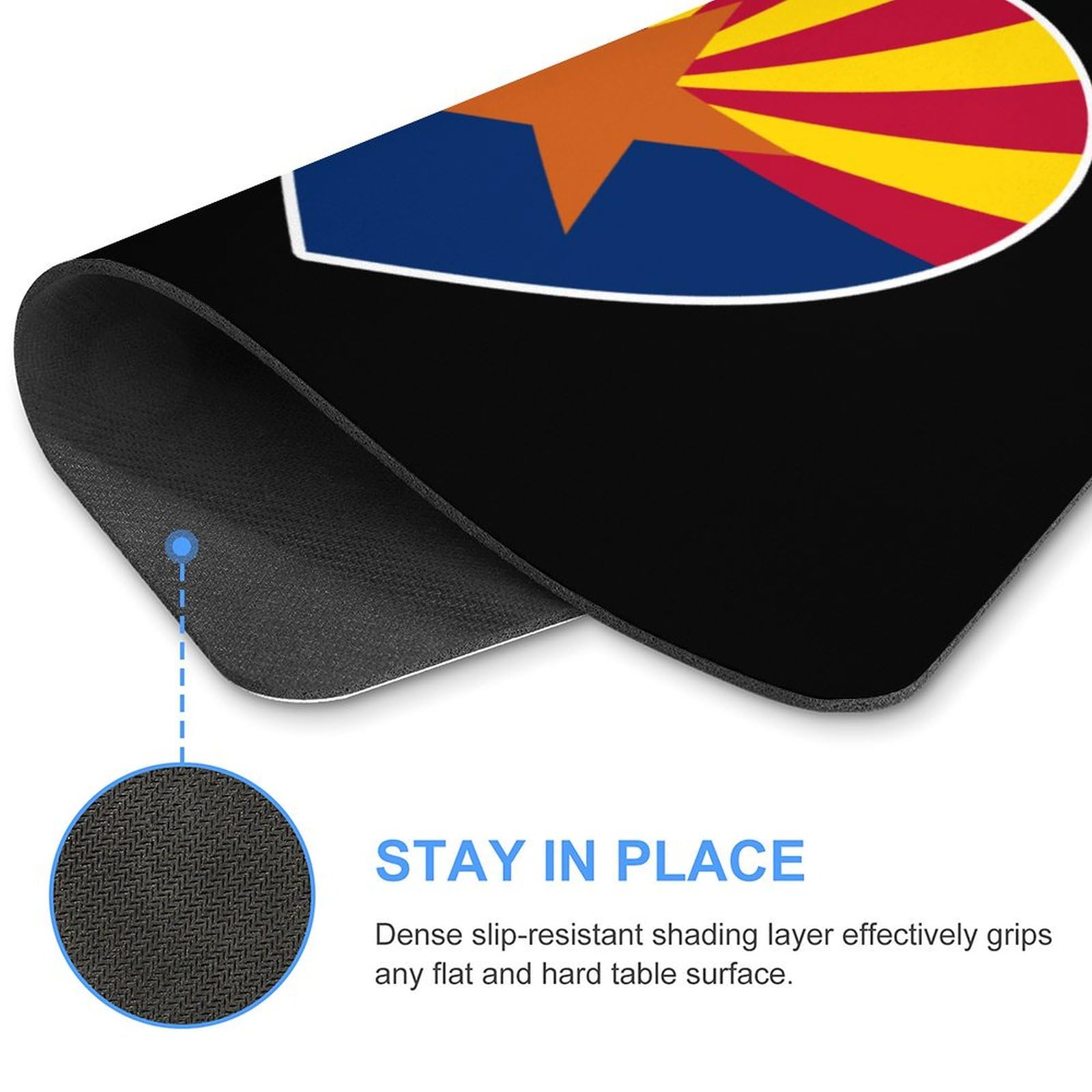 Arizona Flag Heart Mouse Pad - Non-Slip Rubber Base Desk Mat for Laptop & Gaming (25x30cm) | Perfect for Office, Home & Gaming Setup