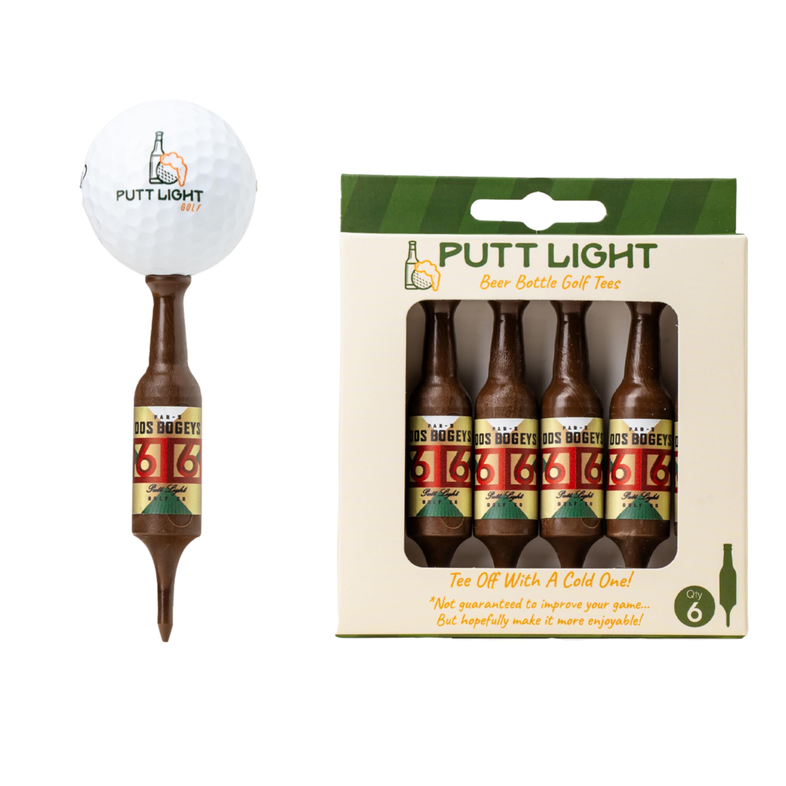Virtually Unbreakable & Recyclable Plastic Golf Tees - 6 Pack (3-1/4