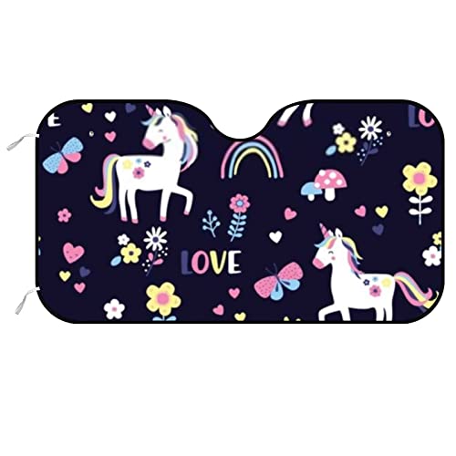 Colorful Cartoon Unicorn with Rainbow Floral