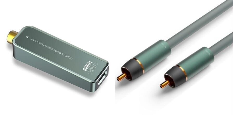DD ddHiFi TC100S Portable Digital Interface & RC100C RCA OCC Coaxial Cable (Detachable Version) - High-Quality Audio Connection for Home Theater, Studio Recording & Hi-Fi Systems