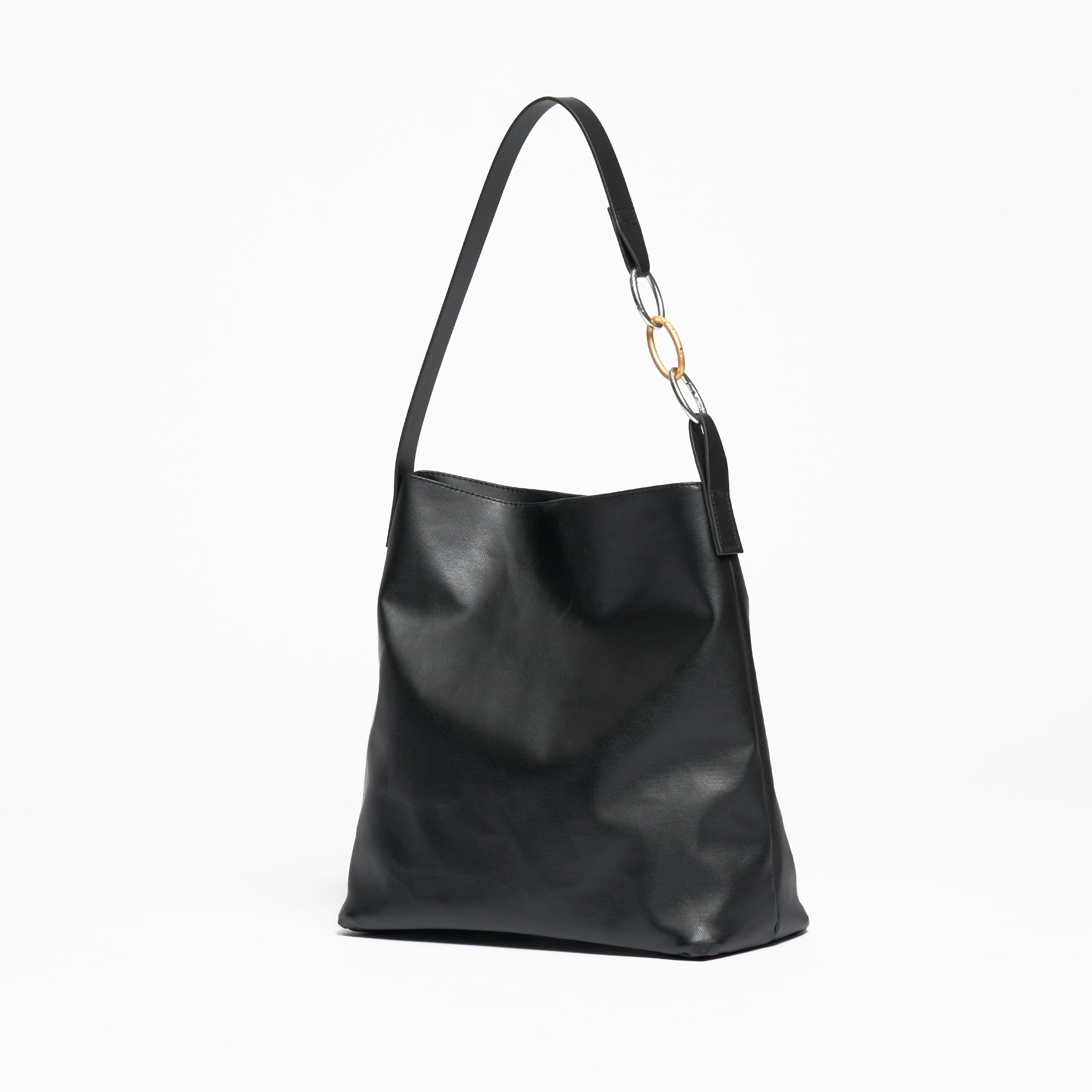 Oleatex Vegan Olive Leather Tote Bag - Night Black | Eco-Friendly & Stylish Handbag for Work, Travel & Everyday Use