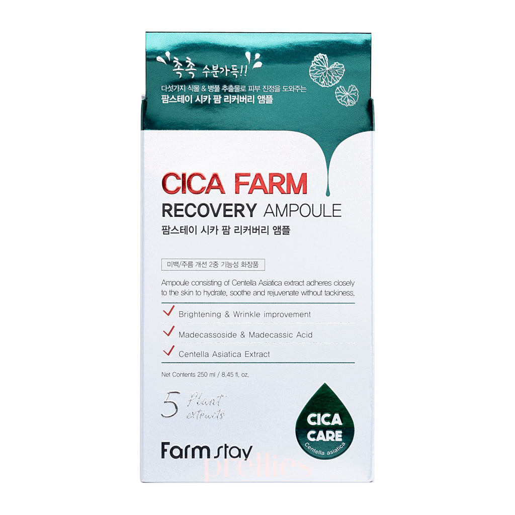 Farmstay Cica Farm Recovery Ampoule 250ml - Soothing & Hydrating Facial Serum for Sensitive Skin | Redness Relief & Skin Barrier Repair | Perfect for Post-Treatment Care & Daily Skincare Routine