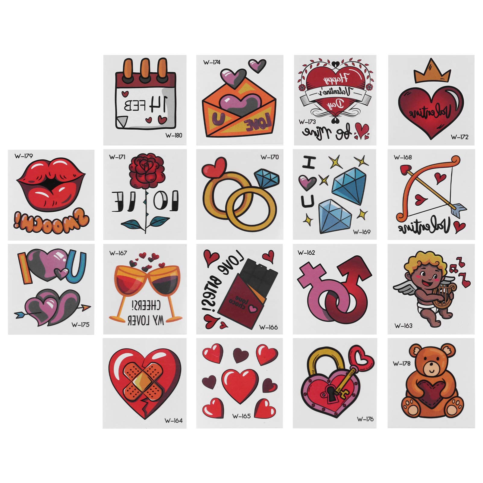 EXCLUZO 40 Sheets Heart Shaped Temporary Tattoos - Cute Cartoon Body Art Stickers for DIY Crafts, Party Favors & Holiday Decorations - Perfect for Adults, Teens & Festival Events
