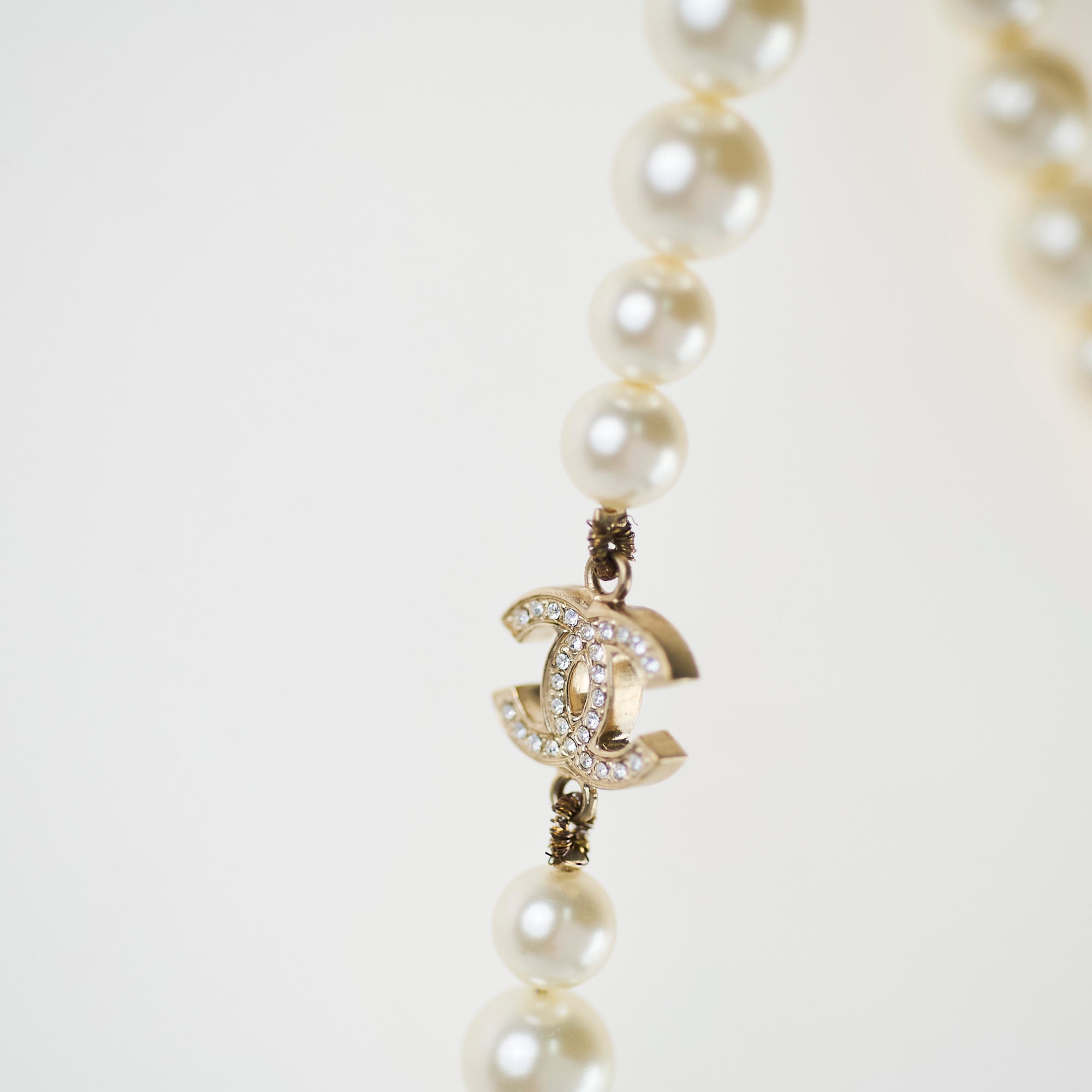 Chanel Pearl Long CC Logo Necklace - Elegant Costume Jewelry for Women | Perfect for Parties, Weddings & Special Occasions