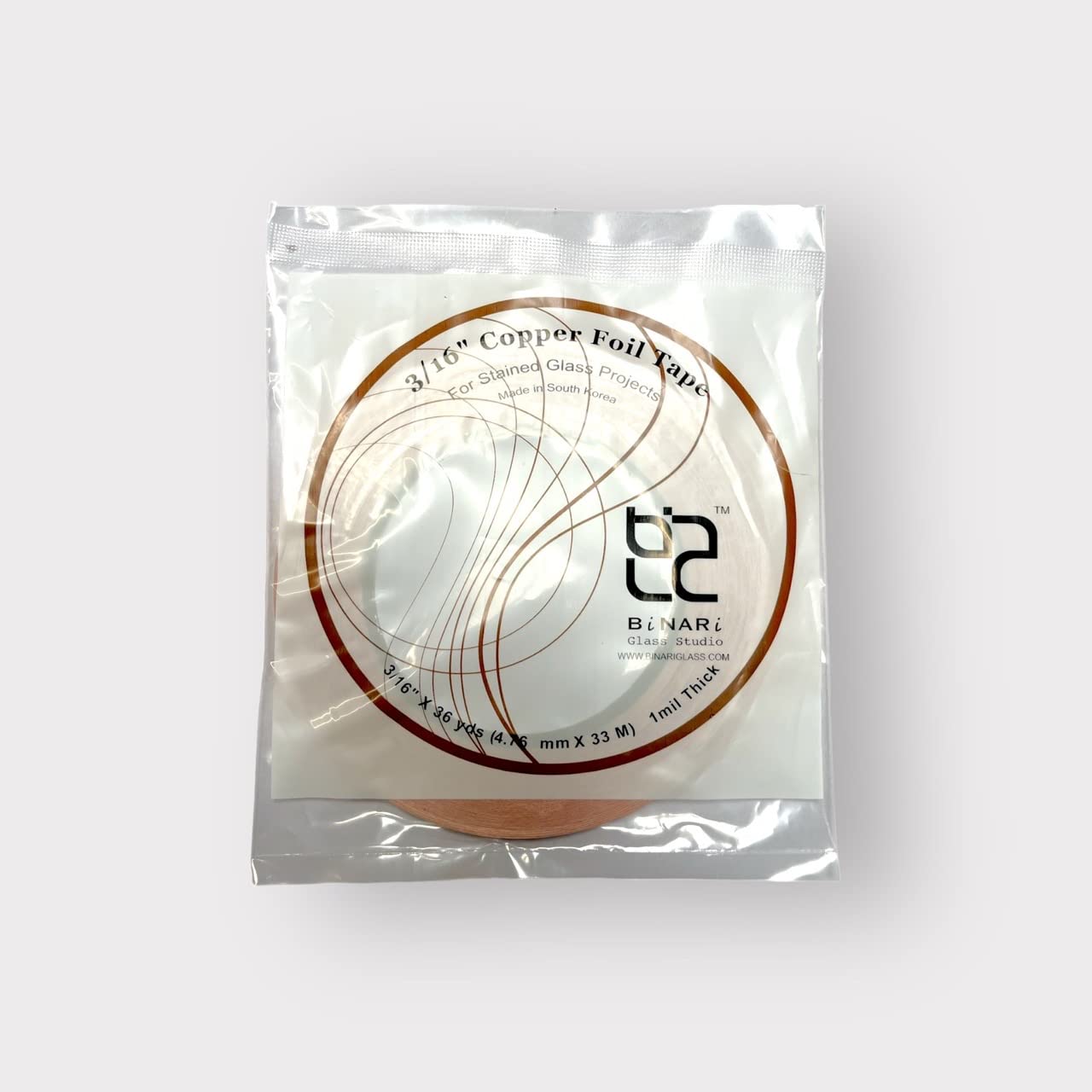 3/16 Inch Copper Foil for Stained Glass Art - Premium Adhesive Backed Copper Tape for Tiffany Style Lamps, Windows & DIY Crafts (10ft Roll)