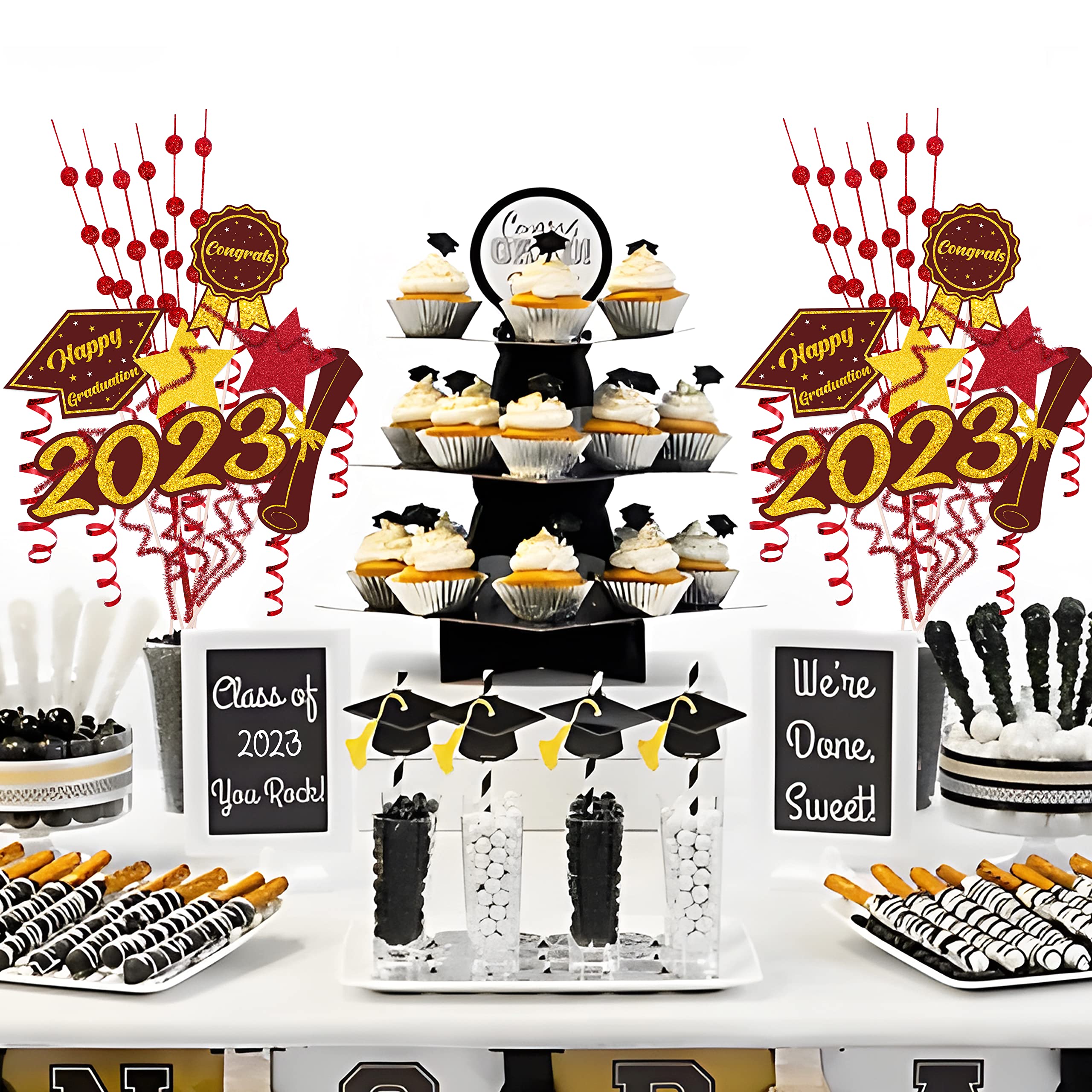 41PCS Graduation Party Decorations 2023 - Table Centerpieces, Grad Sticks Toppers & Vase Decor for Commencement Celebrations (Assembly Required, Vase Not Included) - Perfect for Graduation Ceremonies, Parties & Photo Backdrops