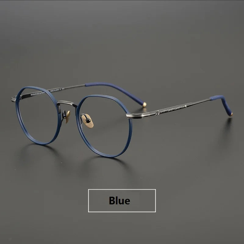 Aimee Unisex Full Rim Round Polygon Titanium Eyeglasses Frame 5342 - Lightweight Durable Glasses for Men & Women - Perfect for Reading, Work, and Everyday Wear