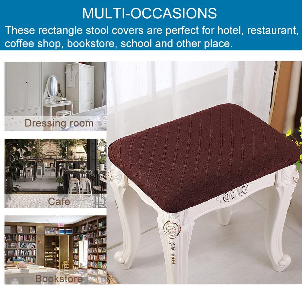 ANWUCHEN 4-Pack Stretch Rectangle Bar Stool Covers - Elastic Jacquard Slipcovers for Wooden & Metal Stools, Vanity Chairs & Counter Seats (Beige) - Perfect for Home Bars, Kitchen Islands & Dining Areas