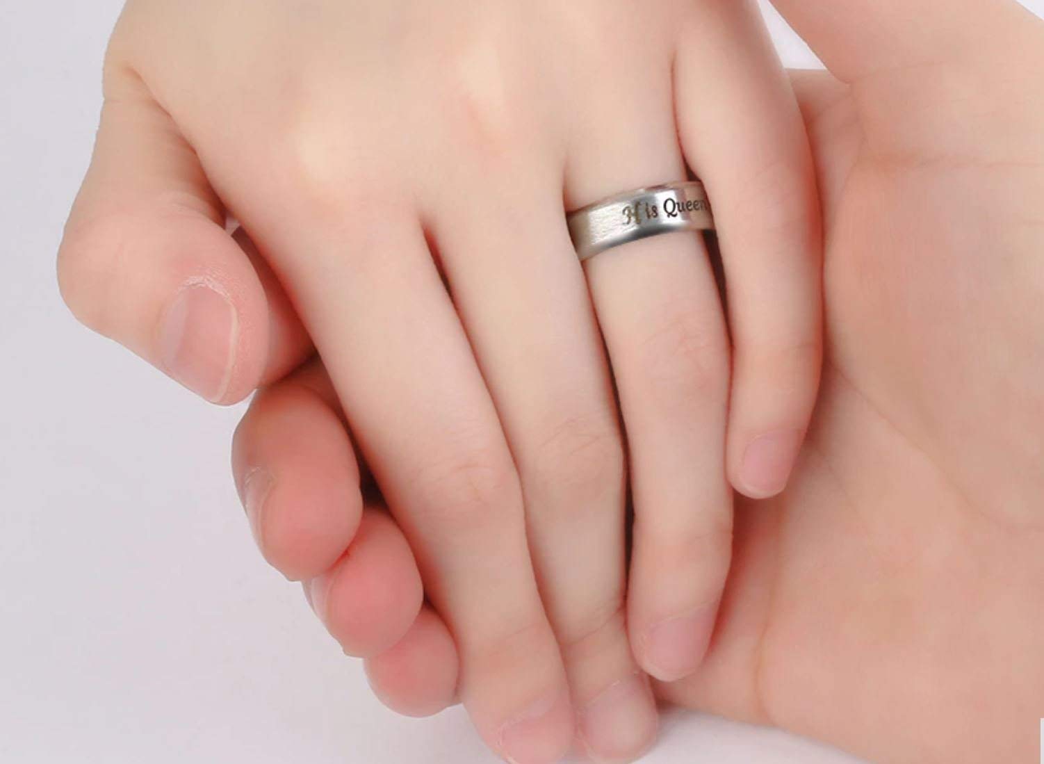 His & Hers Matching Wedding Bands Set - Stainless Steel Couples Rings for Men & Women | Her King Black & His Queen Silver Bridal Rings | Perfect for Anniversaries, Vows Renewal & Romantic Gifts | Pack of 2