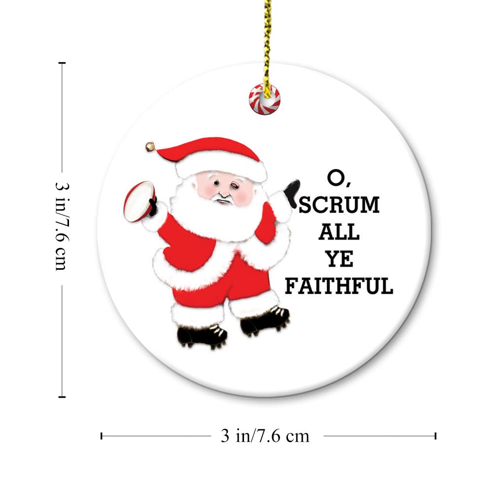 Handmade Rugby Christmas Ceramic Ornament - Personalized Sports Gift for Rugby Fans - Perfect for Tree Decor, Stocking Stuffers & Holiday Party Favors
