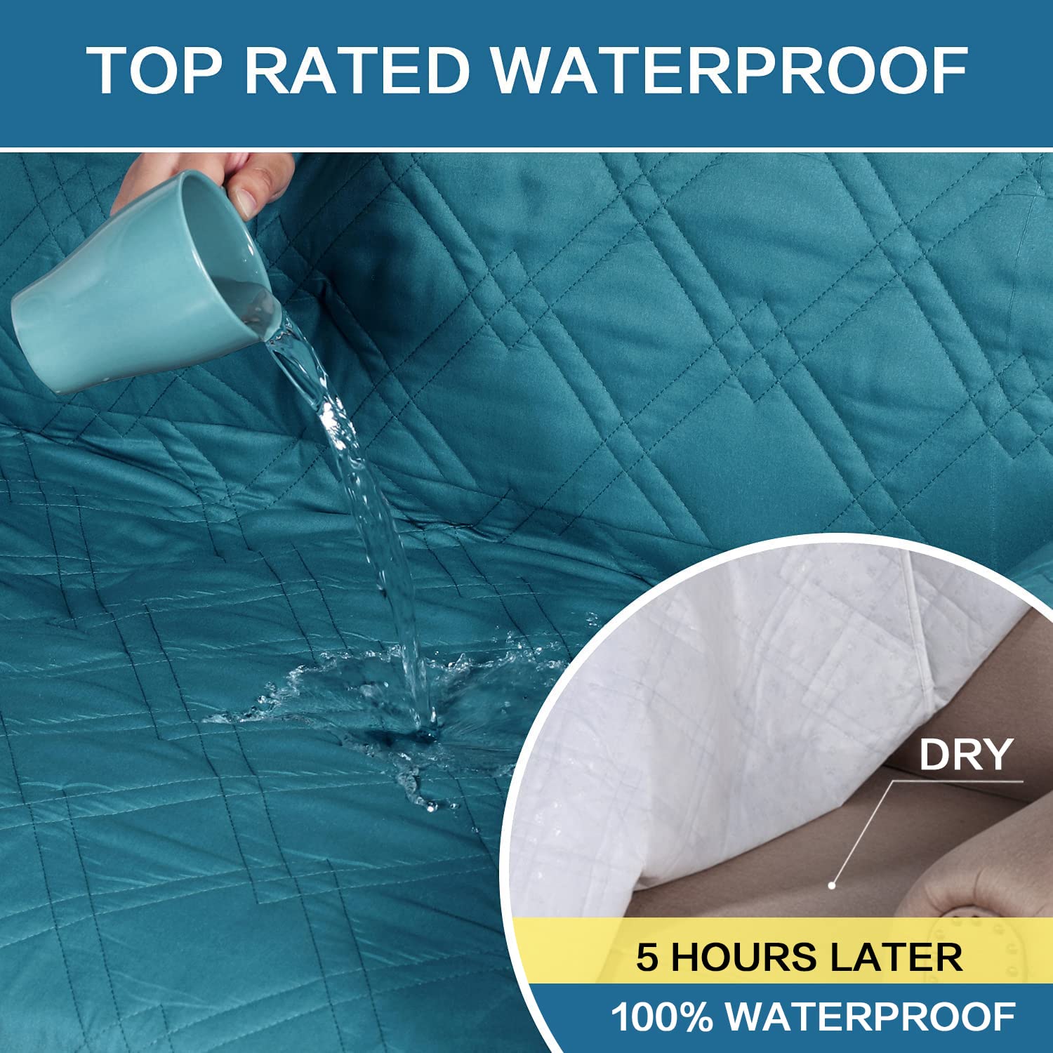 H.VERSAILTEX 100% Waterproof Washable Sofa Slipcover - Non-Slip Couch Cover for 3 Cushion Sectional, Pet-Friendly Furniture Protector with Anti-Slip Silicone Paw Design (XL, Dark Teal) | Perfect for Living Room, Family Room & Pet Owners