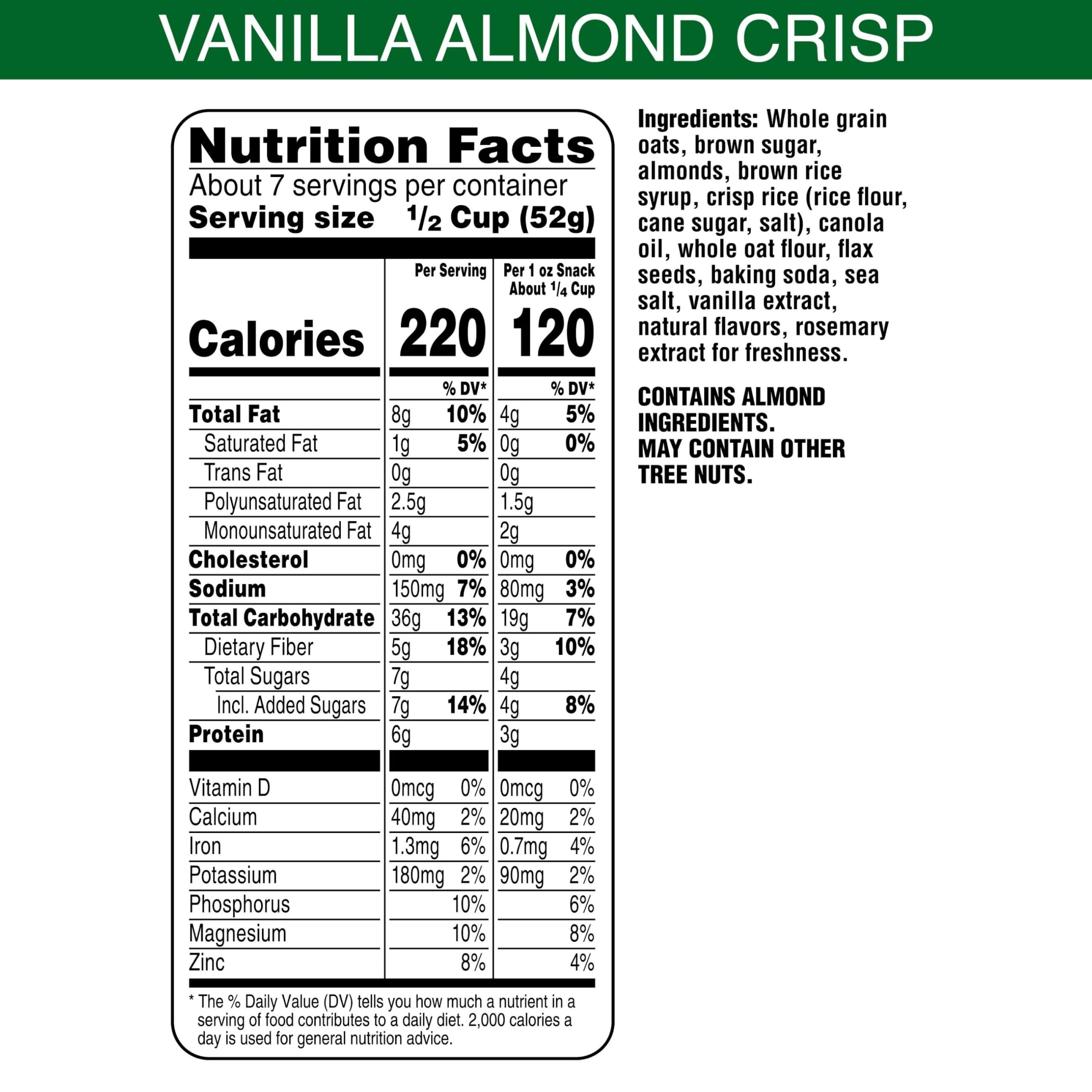 Bear Naked Granola Cereal - Whole Grain Granola with Vanilla Almond Crisp (6 Bags) | Healthy Breakfast Snacks & On-The-Go Energy Boost for Workouts, Hiking & Office Snacking
