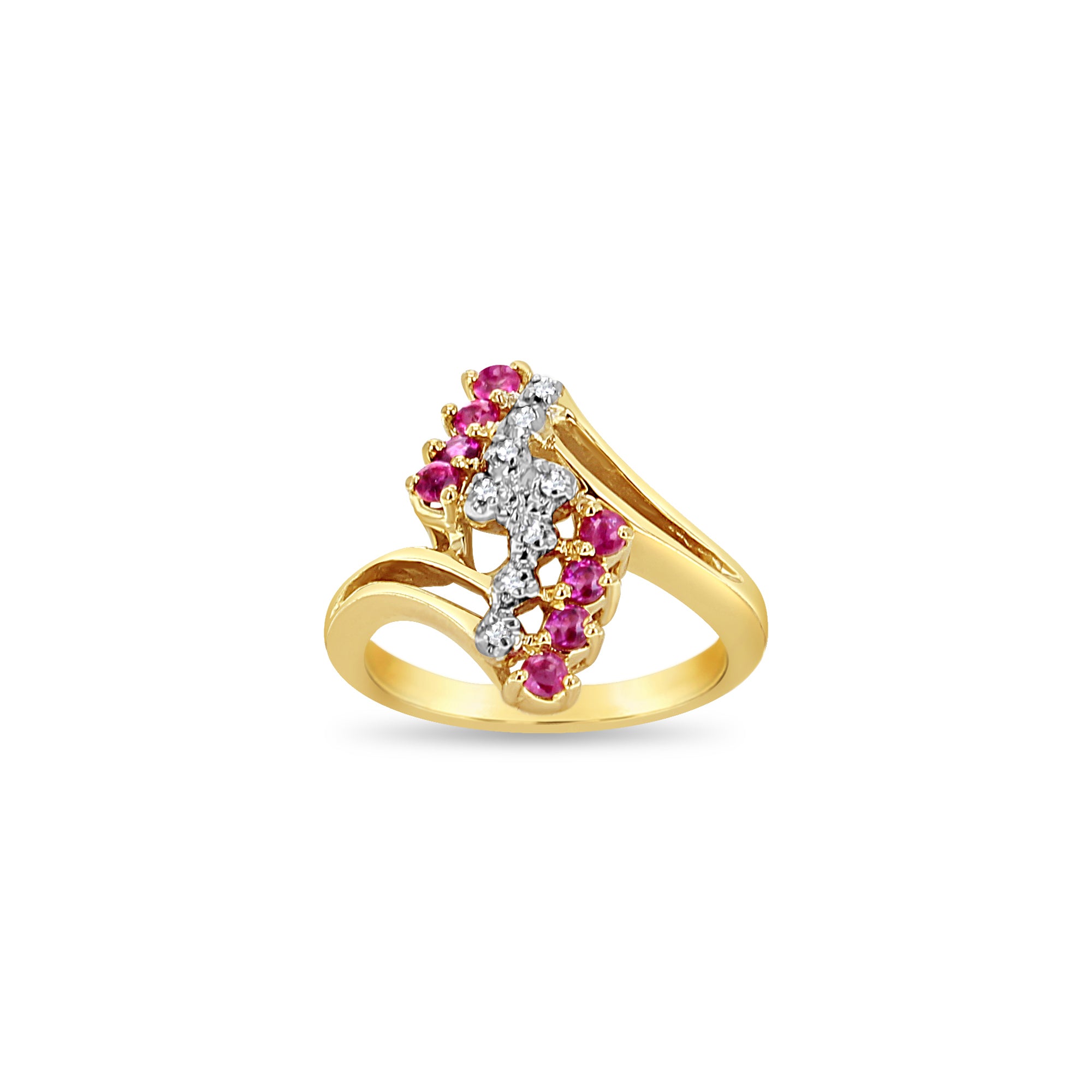 14K Yellow Gold Ruby Diamond Cluster Ring for Women - Elegant Vintage Style Jewelry for Engagement, Anniversary & Special Occasions